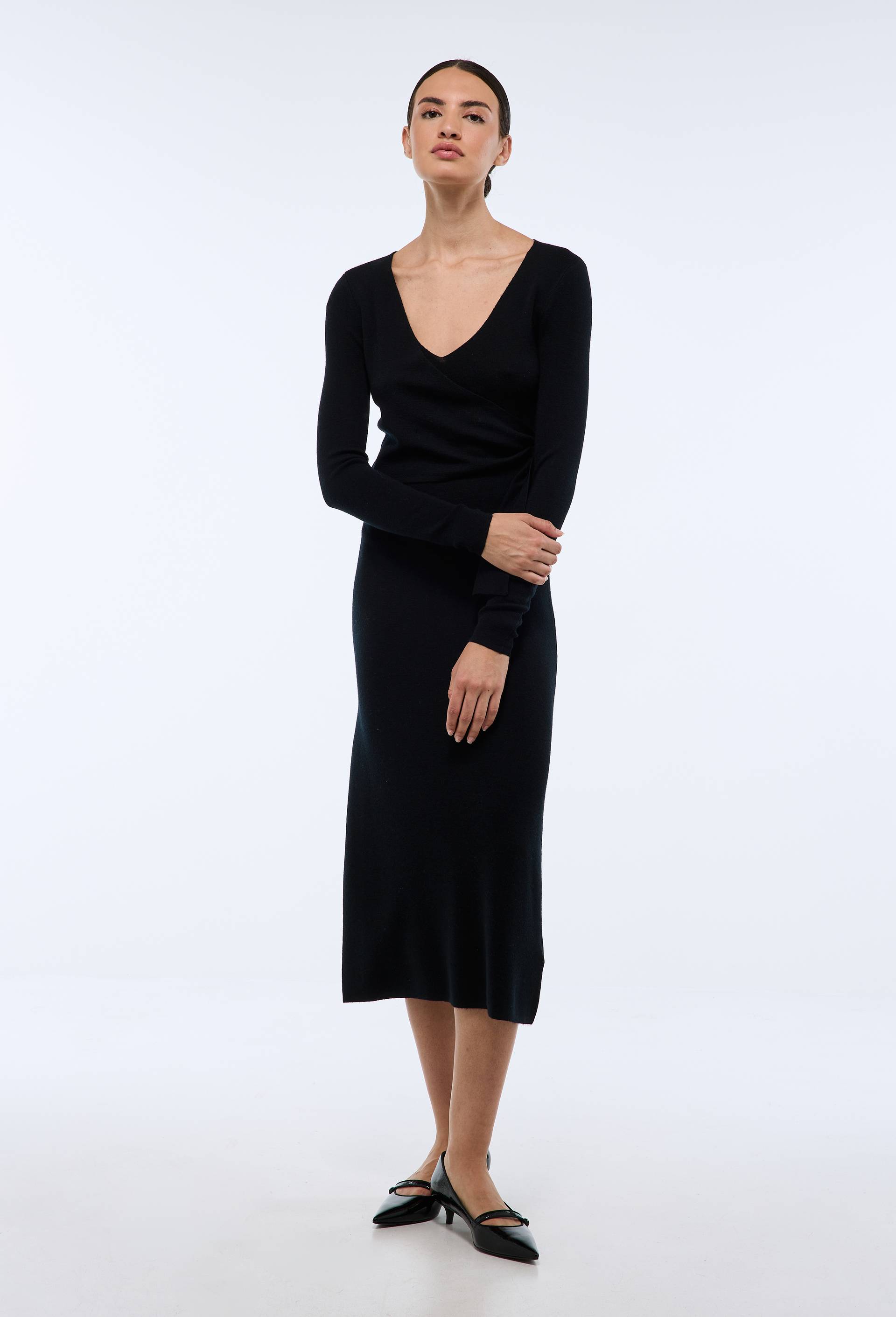 Robe cache coeur en laine NOIR pour femme MONOPRIX