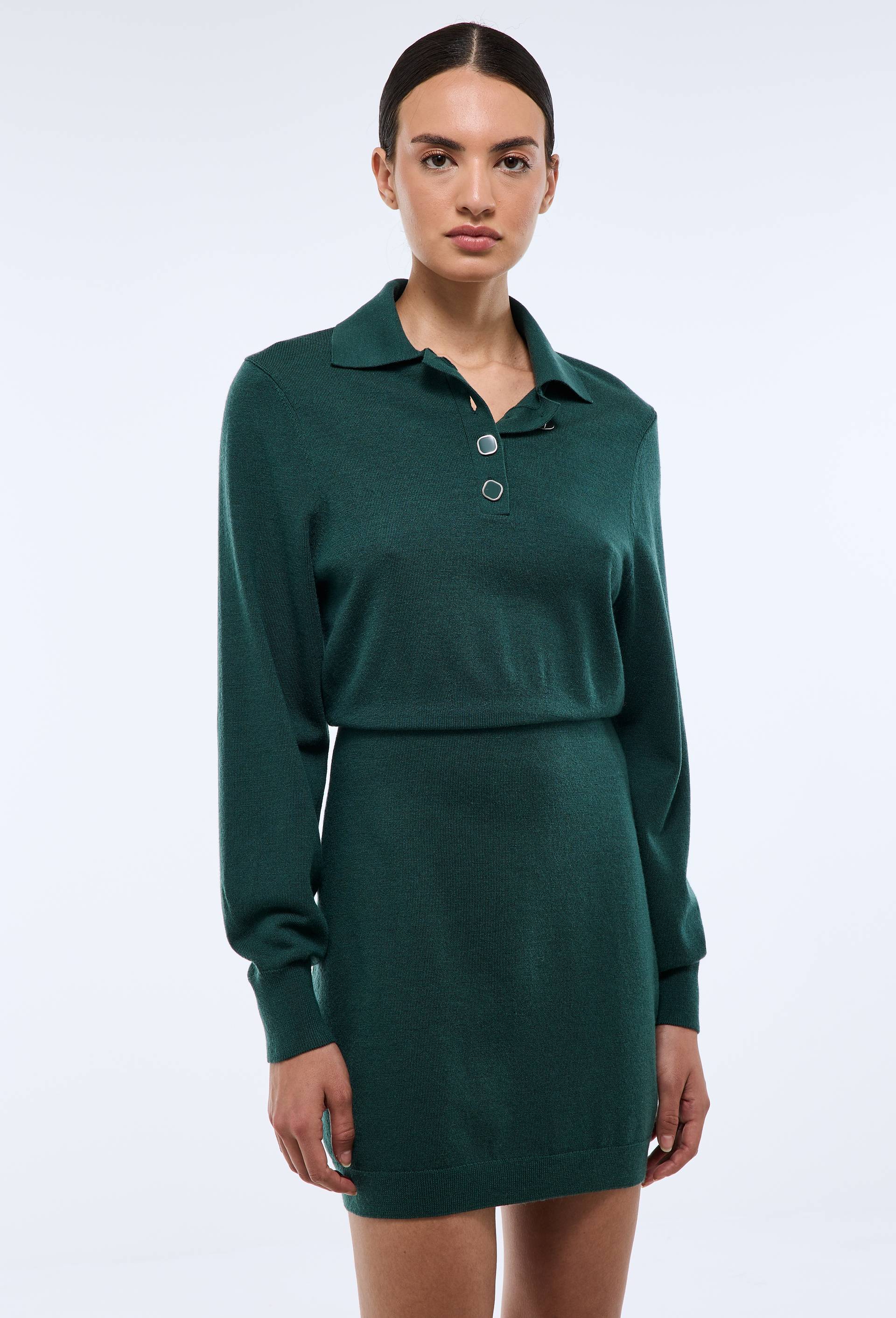 Robe en maille manches longues, Vert fonc&eacute;, large image number 0