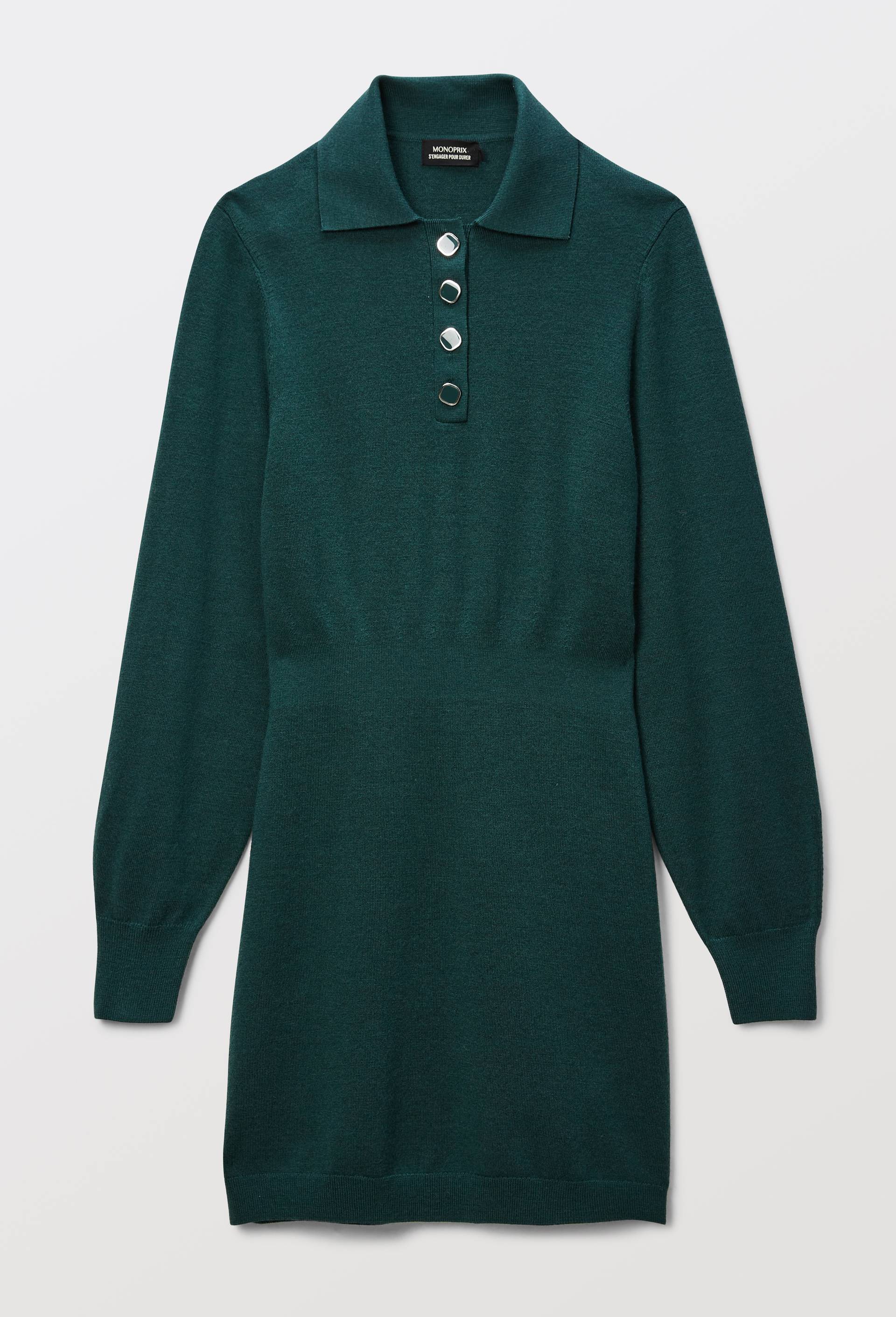 Robe en maille manches longues, Vert fonc&eacute;, large image number 2.0