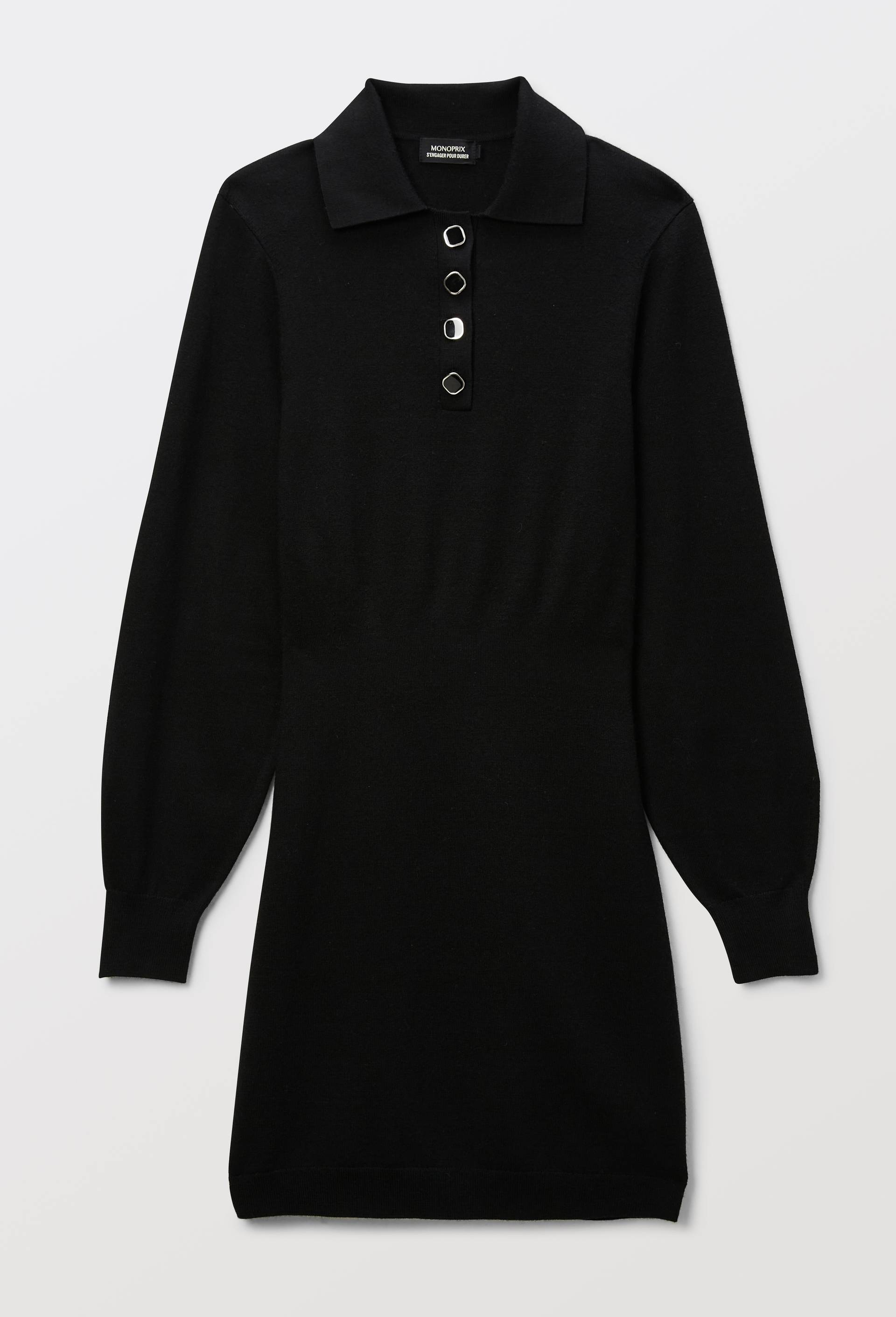 Robe en maille manches longues, Noir, large image number 2.0