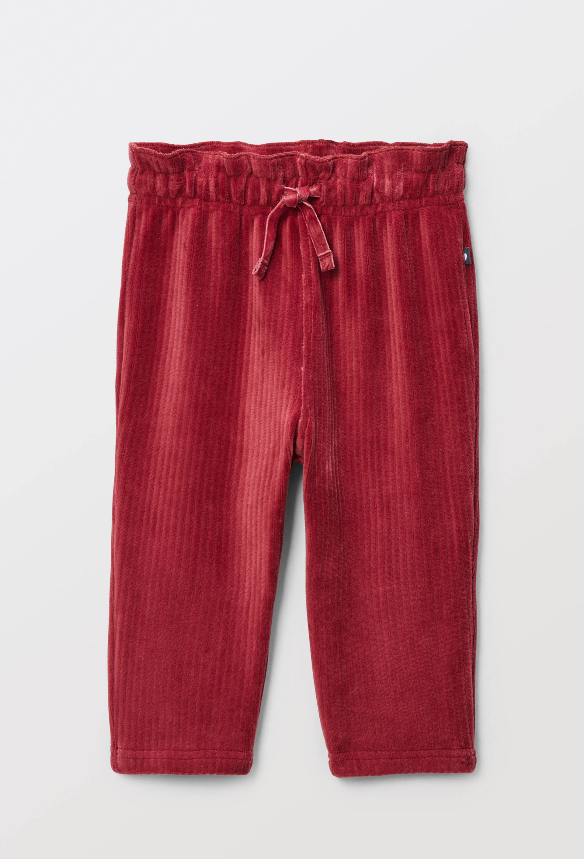 Pantalon taille &eacute;lastique en velours maille uni contenant du coton, Rose fonc&eacute;, large image number 0.0