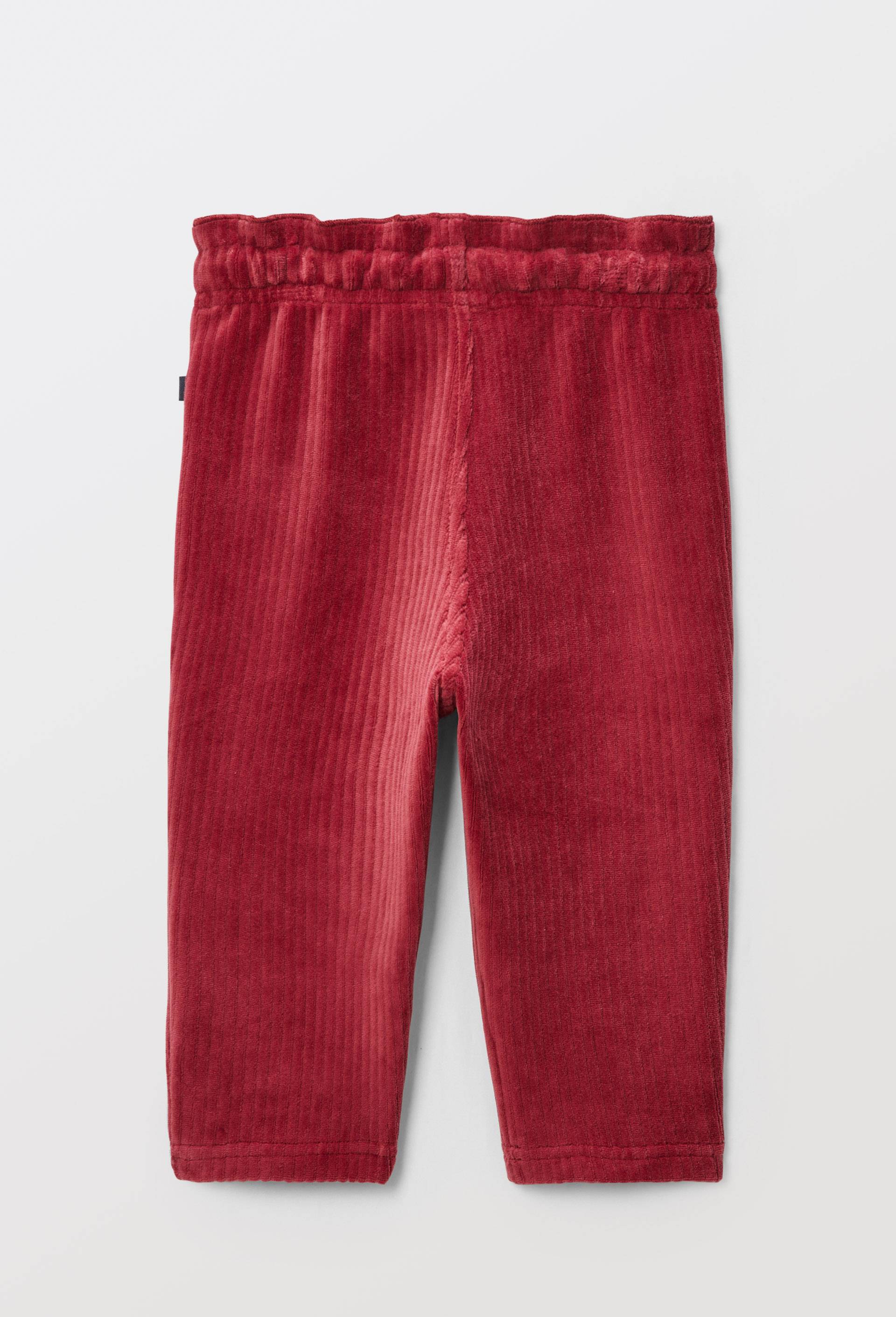 Pantalon taille &eacute;lastique en velours maille uni contenant du coton, Rose fonc&eacute;, large image number 1.0