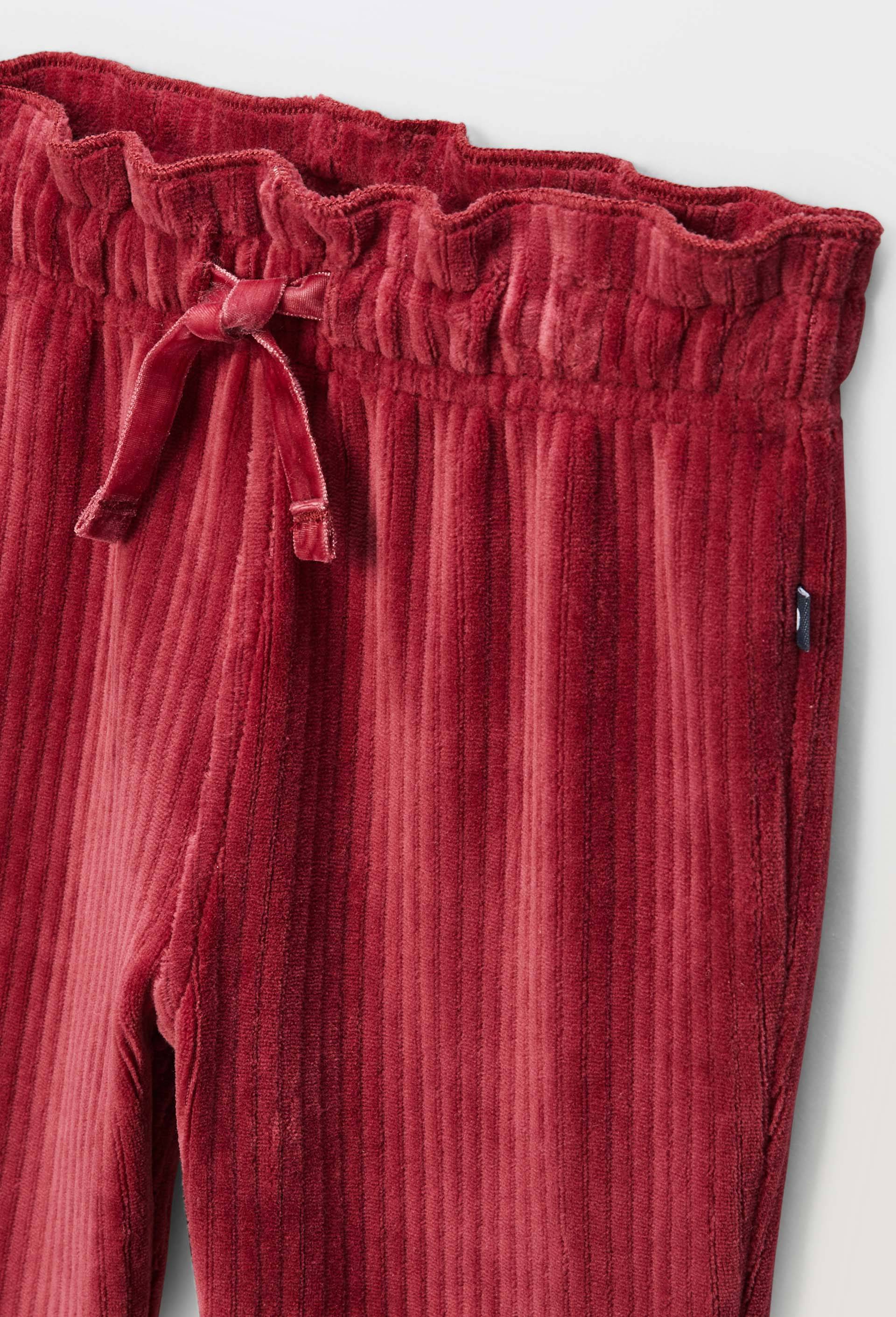 Pantalon taille &eacute;lastique en velours maille uni contenant du coton, Rose fonc&eacute;, large image number 2.0