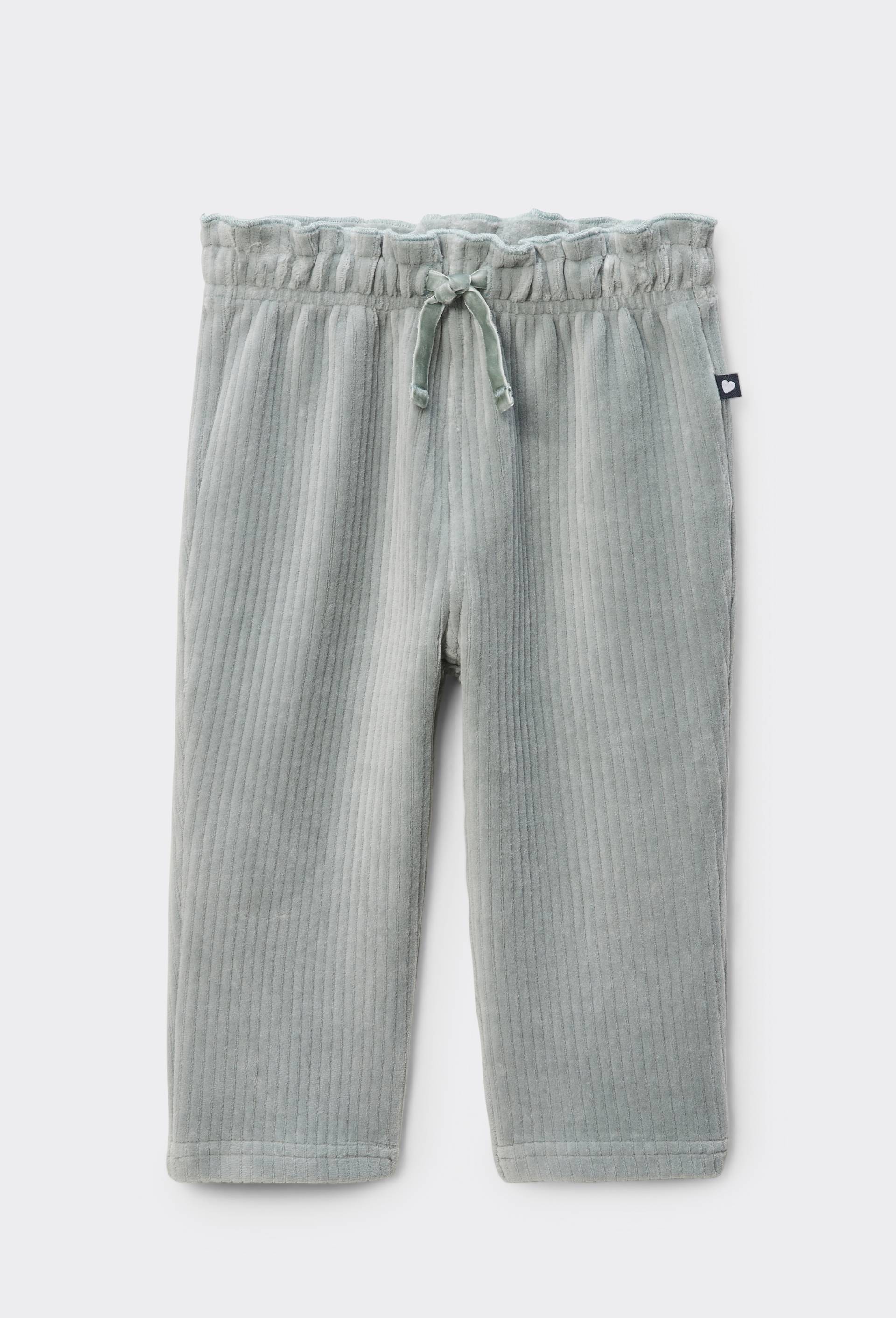 Pantalon taille élastique en velours maille uni contenant du coton