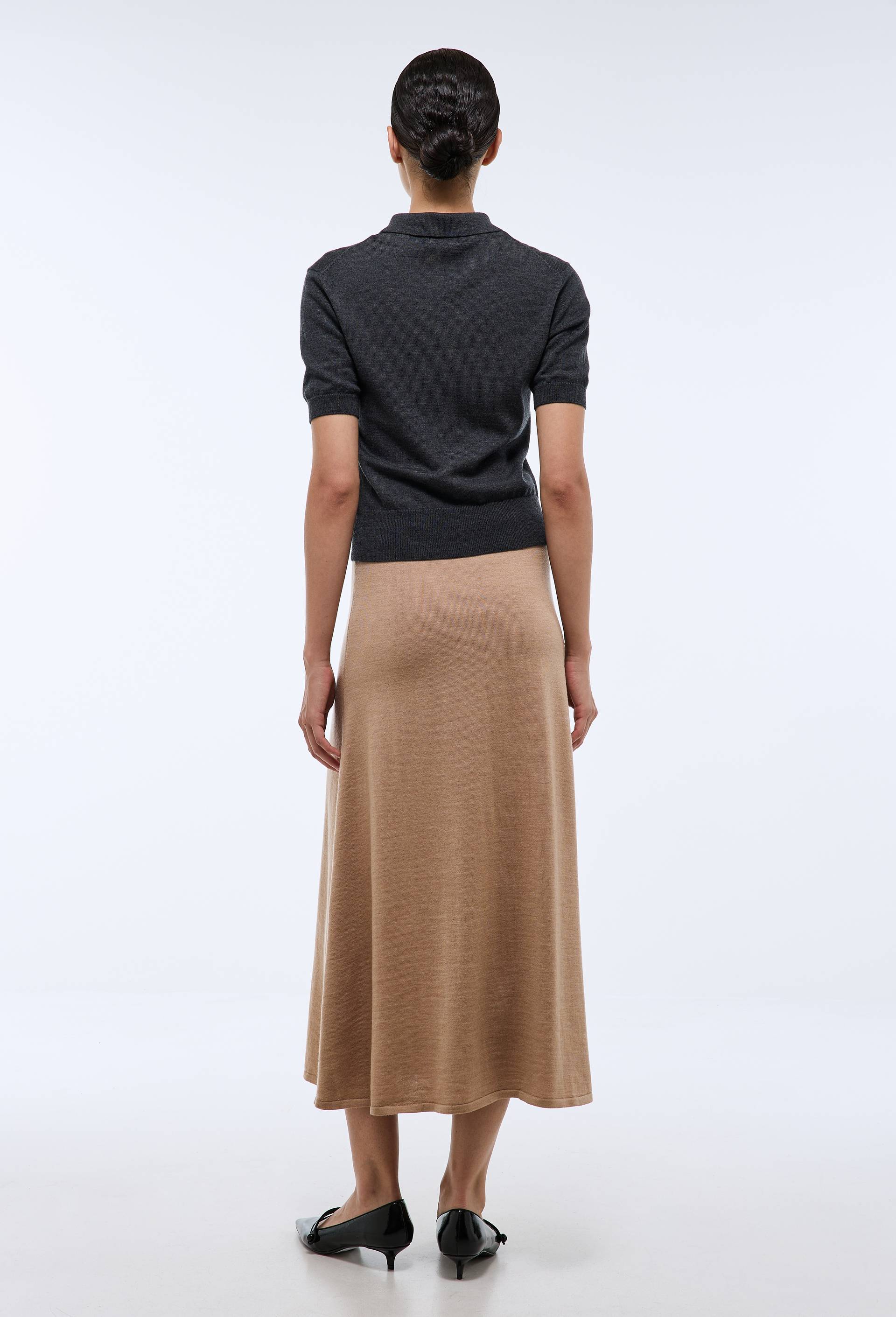 Jupe en laine en maille fine, Beige, large image number 1