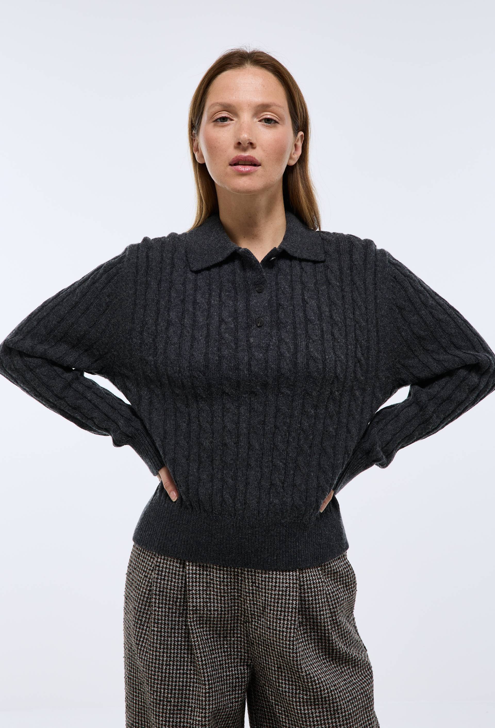 Polo manches longues en maille à torsades - MONOPRIX - Modalova