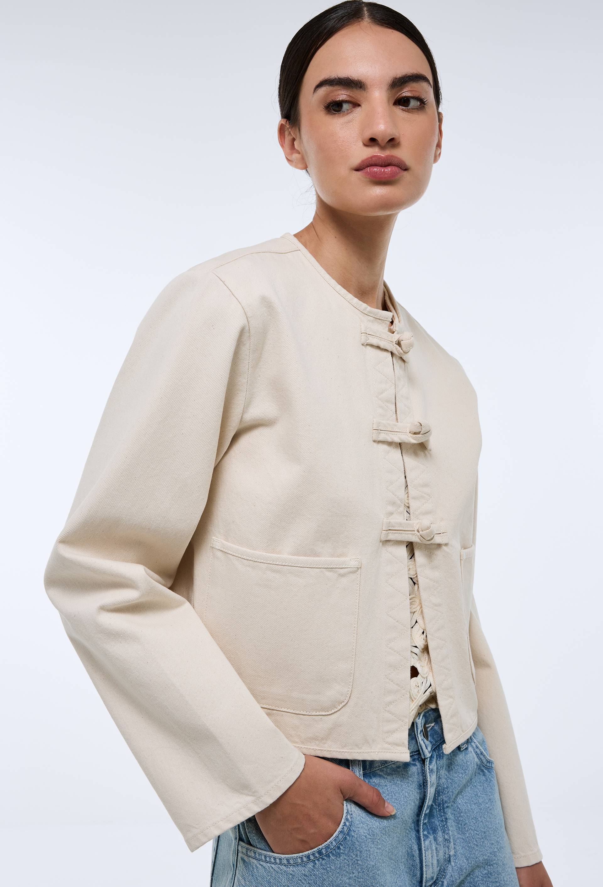 Veste courte unie en denim - MONOPRIX - Modalova