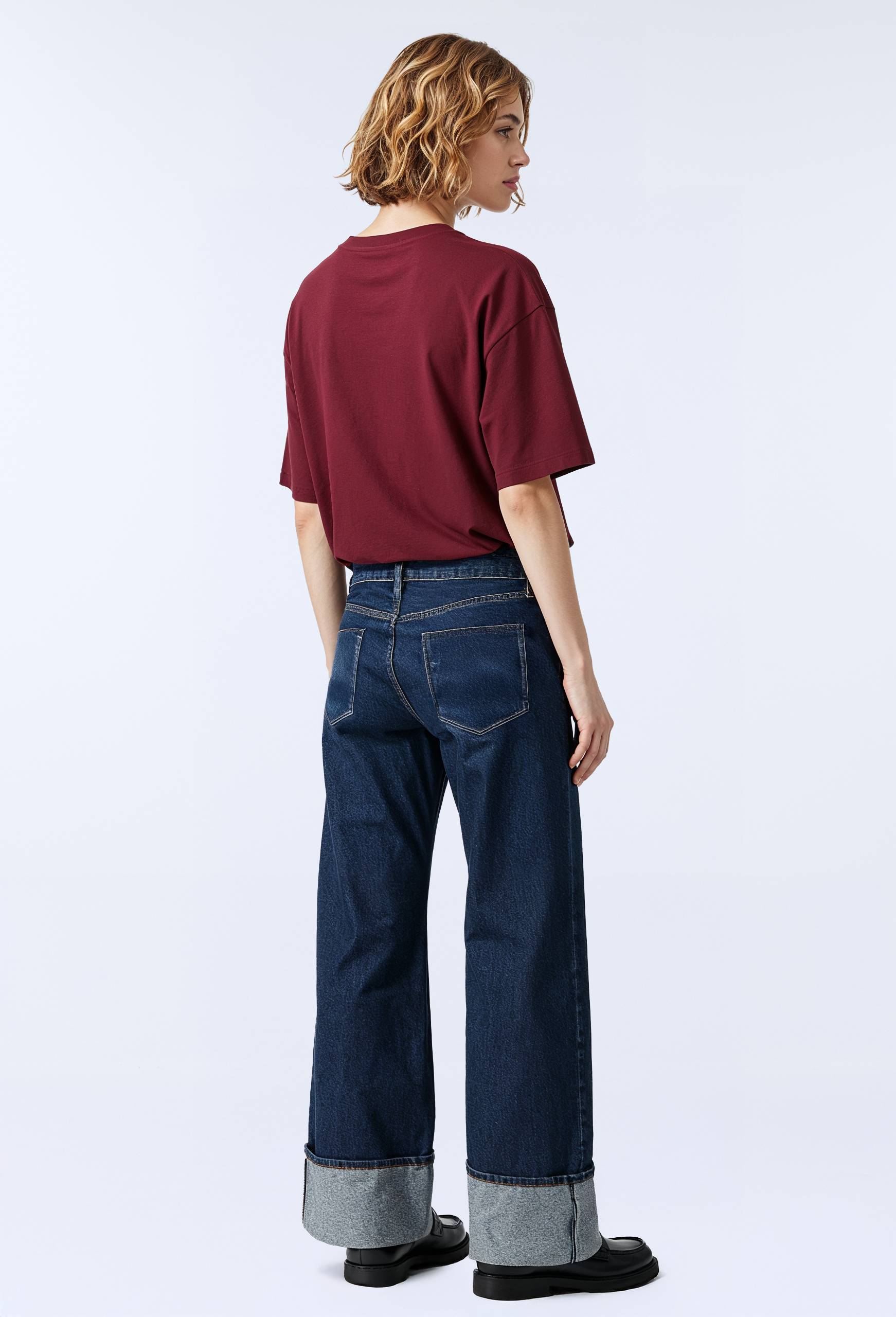 Jean large droit en coton, Bleu fonc&eacute;, large image number 3.0