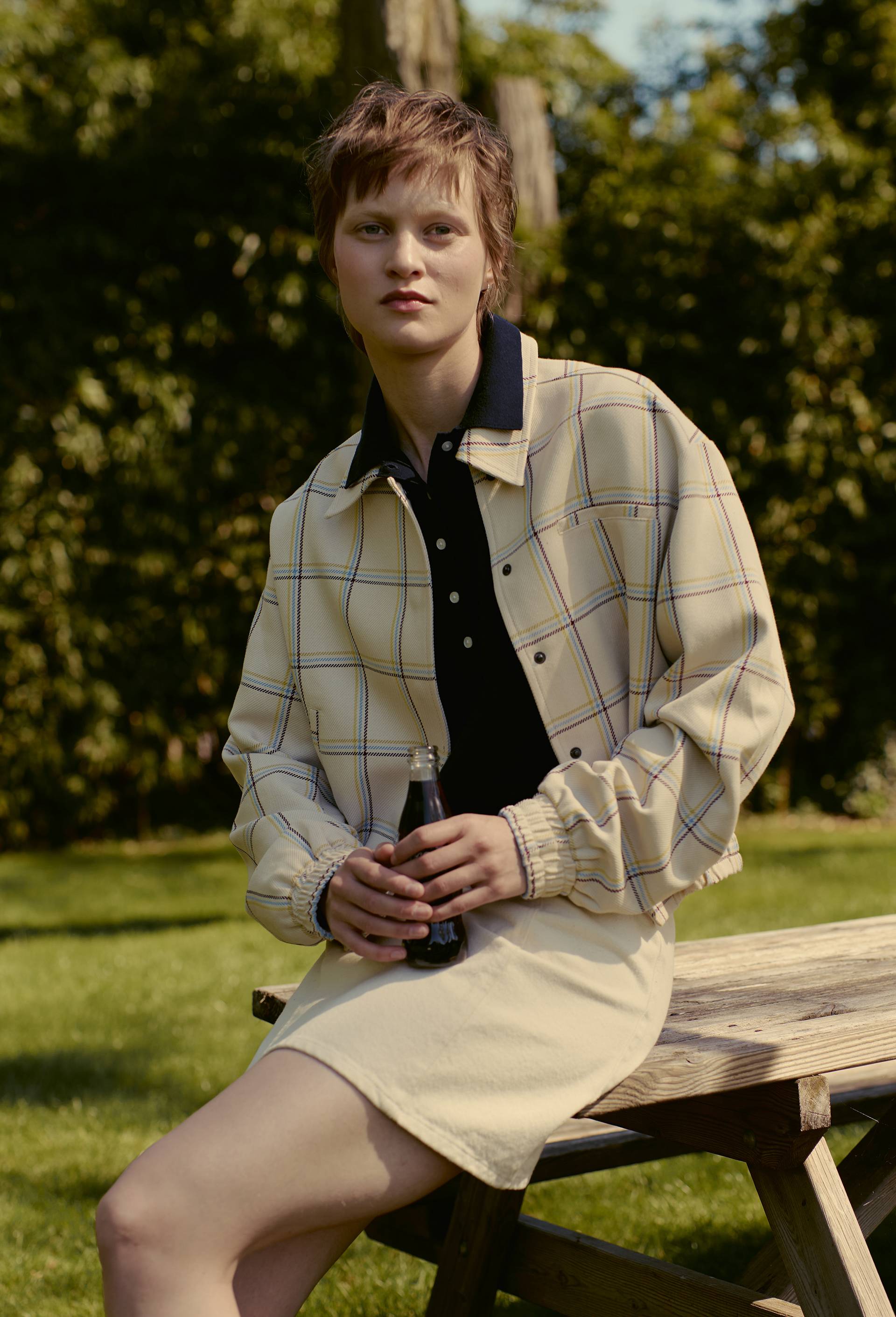 Blouson &agrave; carreaux, Ecru, large image number 0