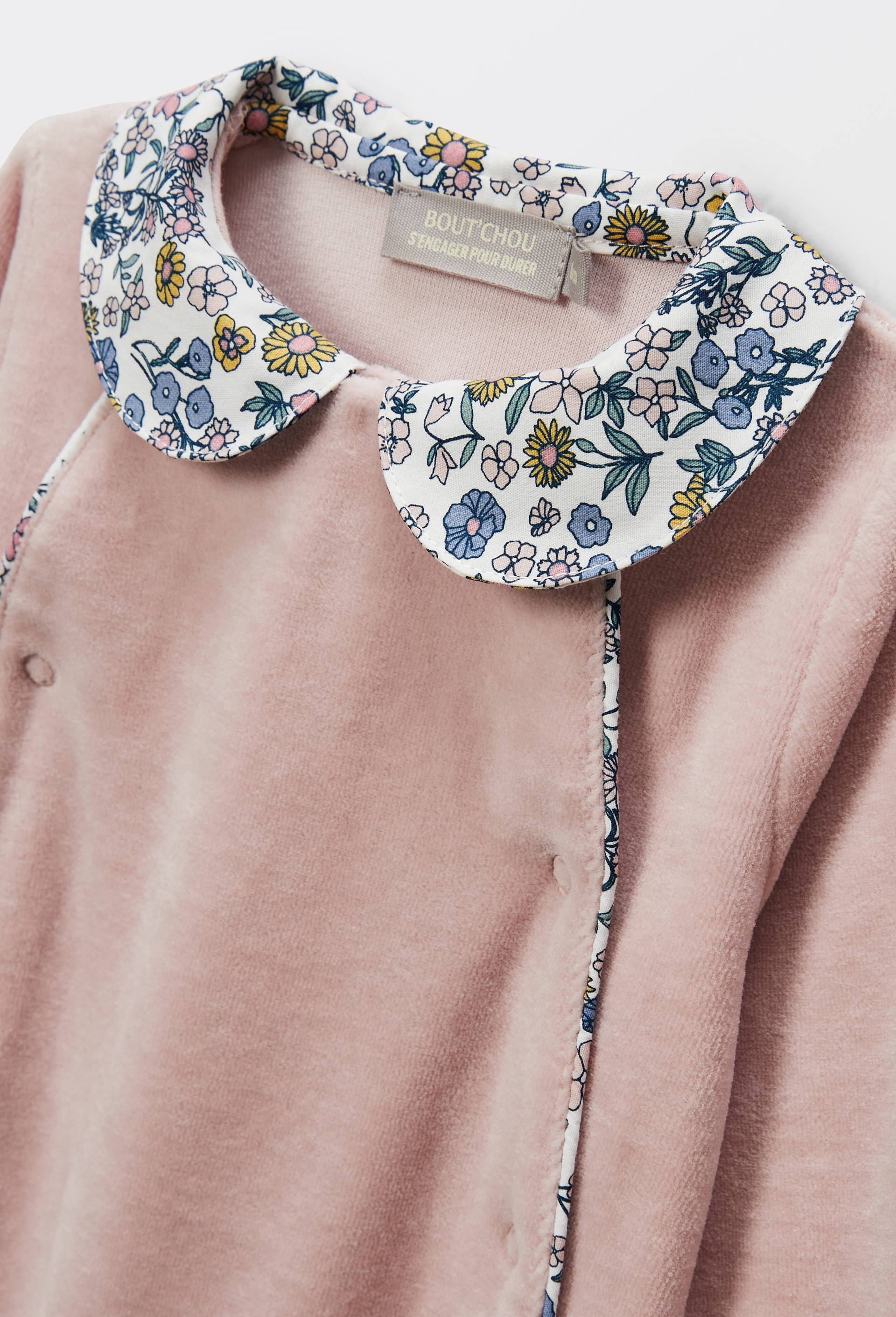 Dors-bien double ouverture en velours en coton BIO GOTS, Rose clair, large image number 2.0