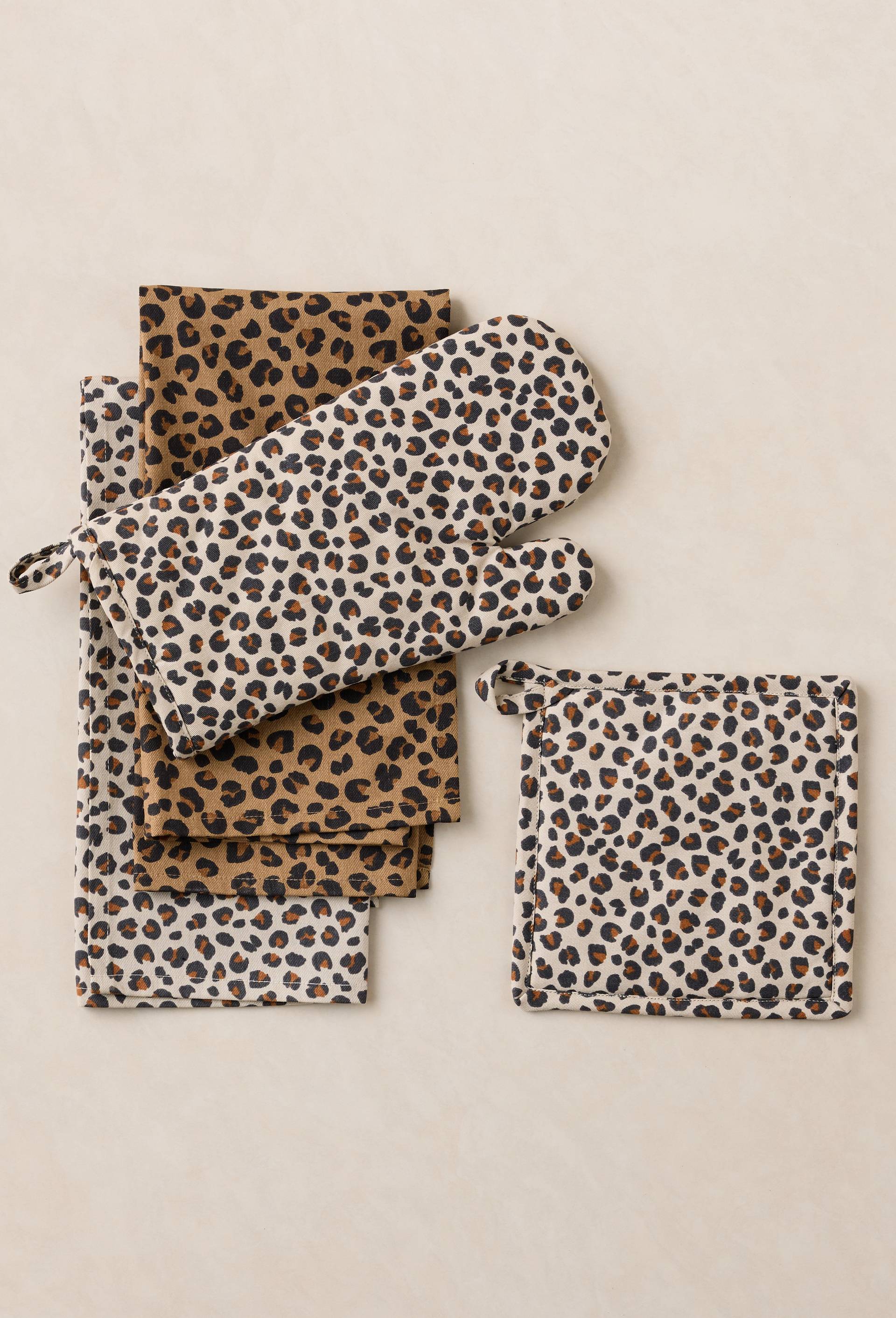 Lot gant et manique imprim&eacute;, 16x33cm + 20x20cm, 100% coton, Beige clair, large image number 2