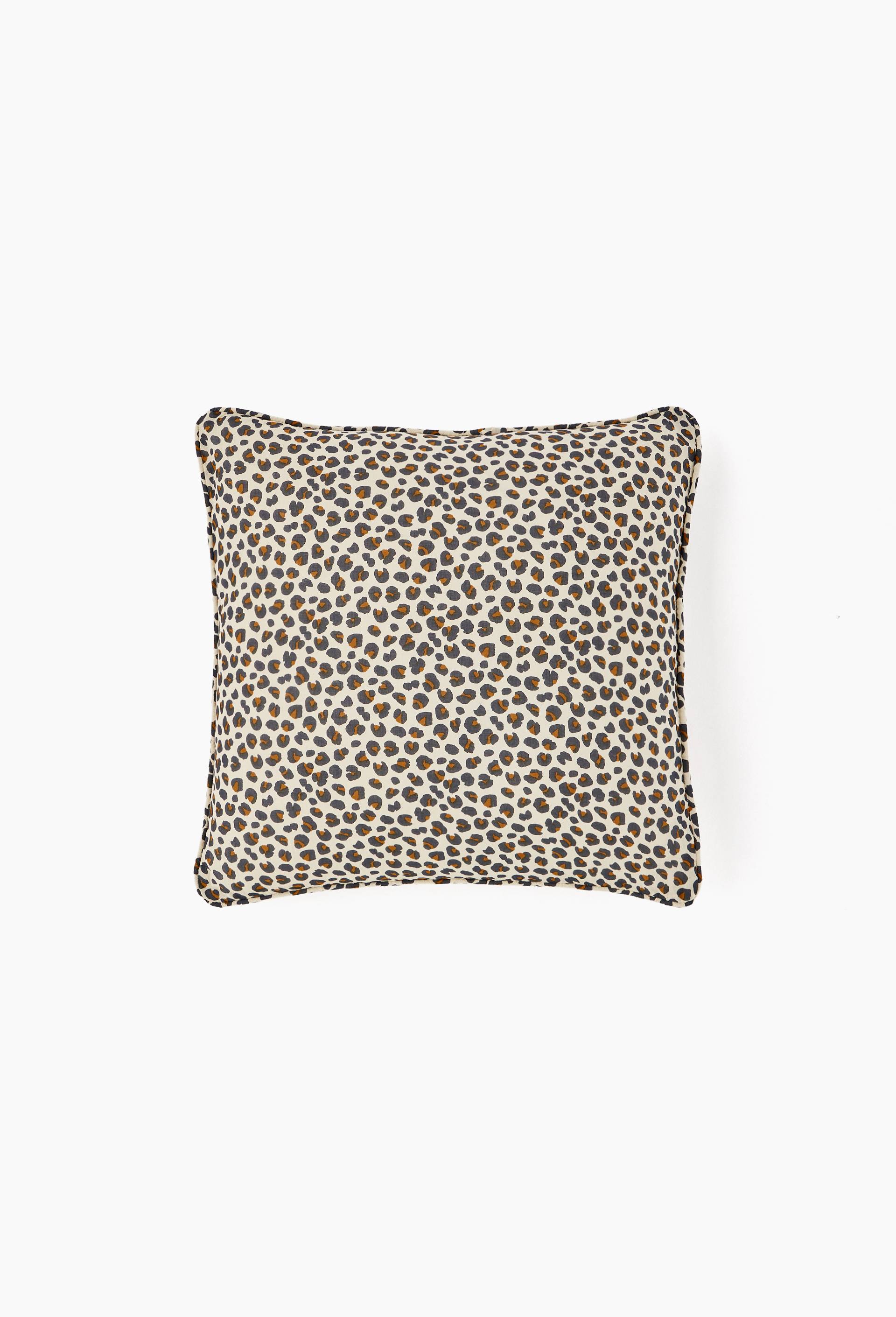 Coussin carr&eacute; voile de coton imprim&eacute;, 45x45cm, 100% coton, Beige clair, large image number 0