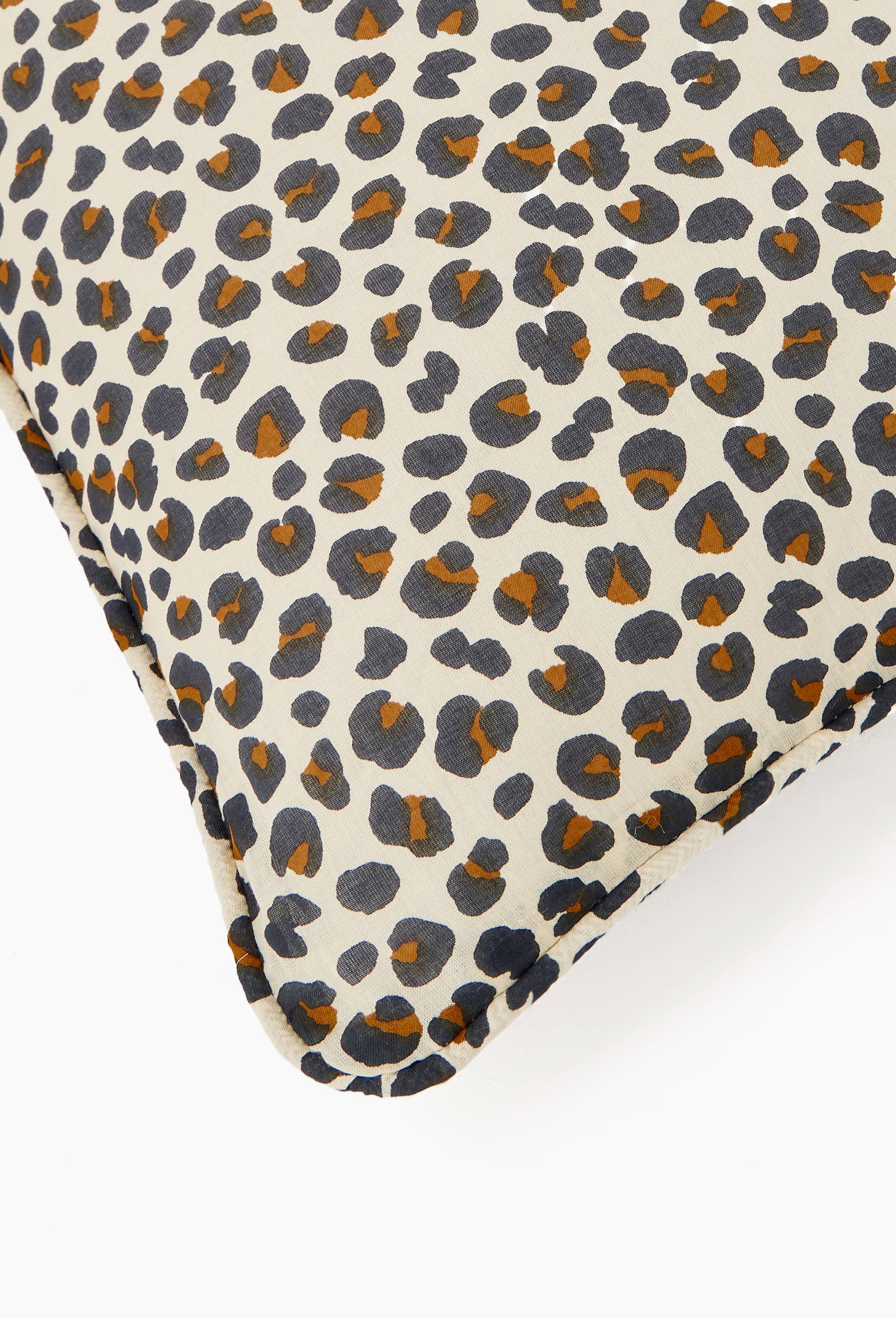 Coussin carr&eacute; voile de coton imprim&eacute;, 45x45cm, 100% coton, Beige clair, large image number 1.0