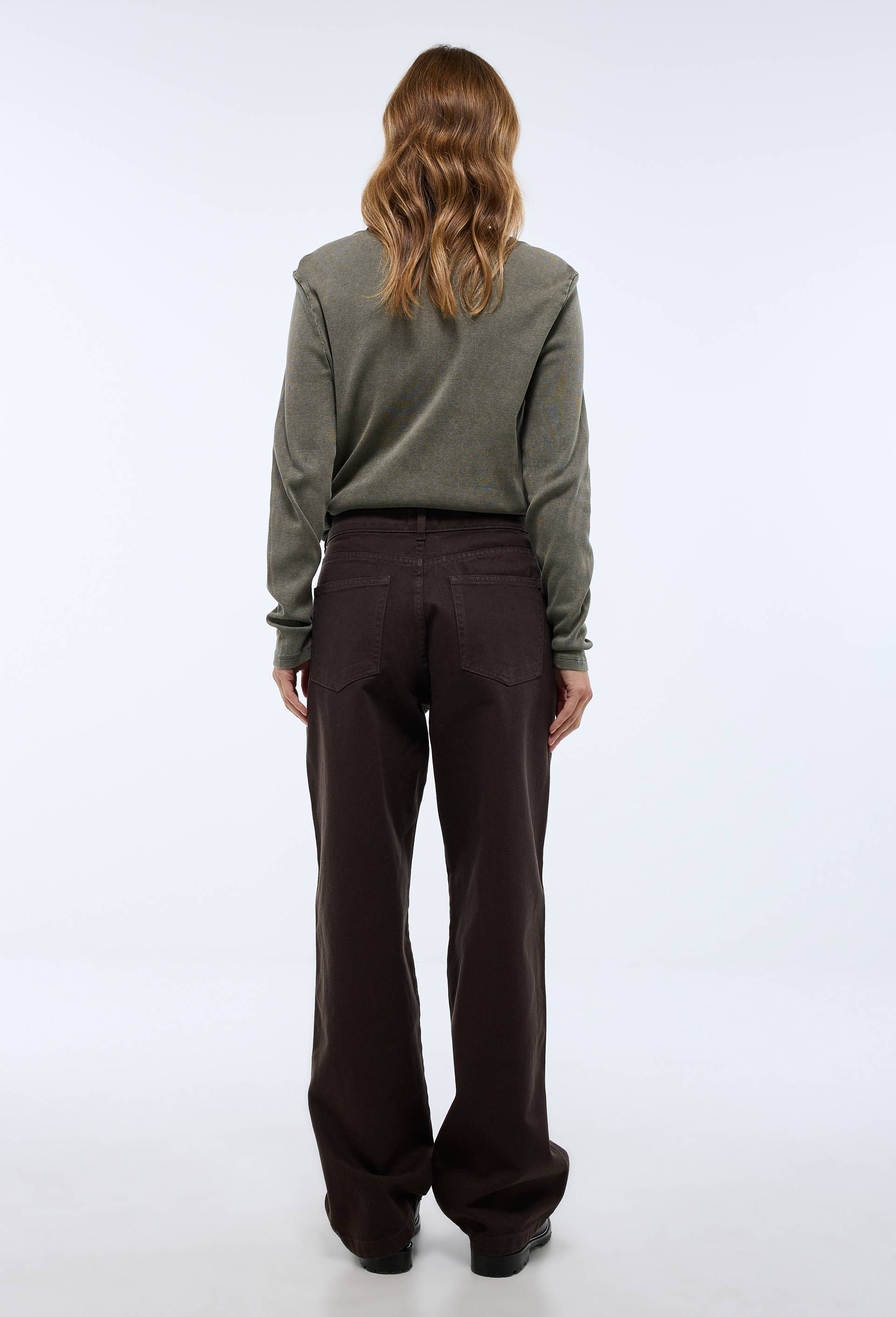 Pantalon &agrave; pince en coton, Brun, large image number 2