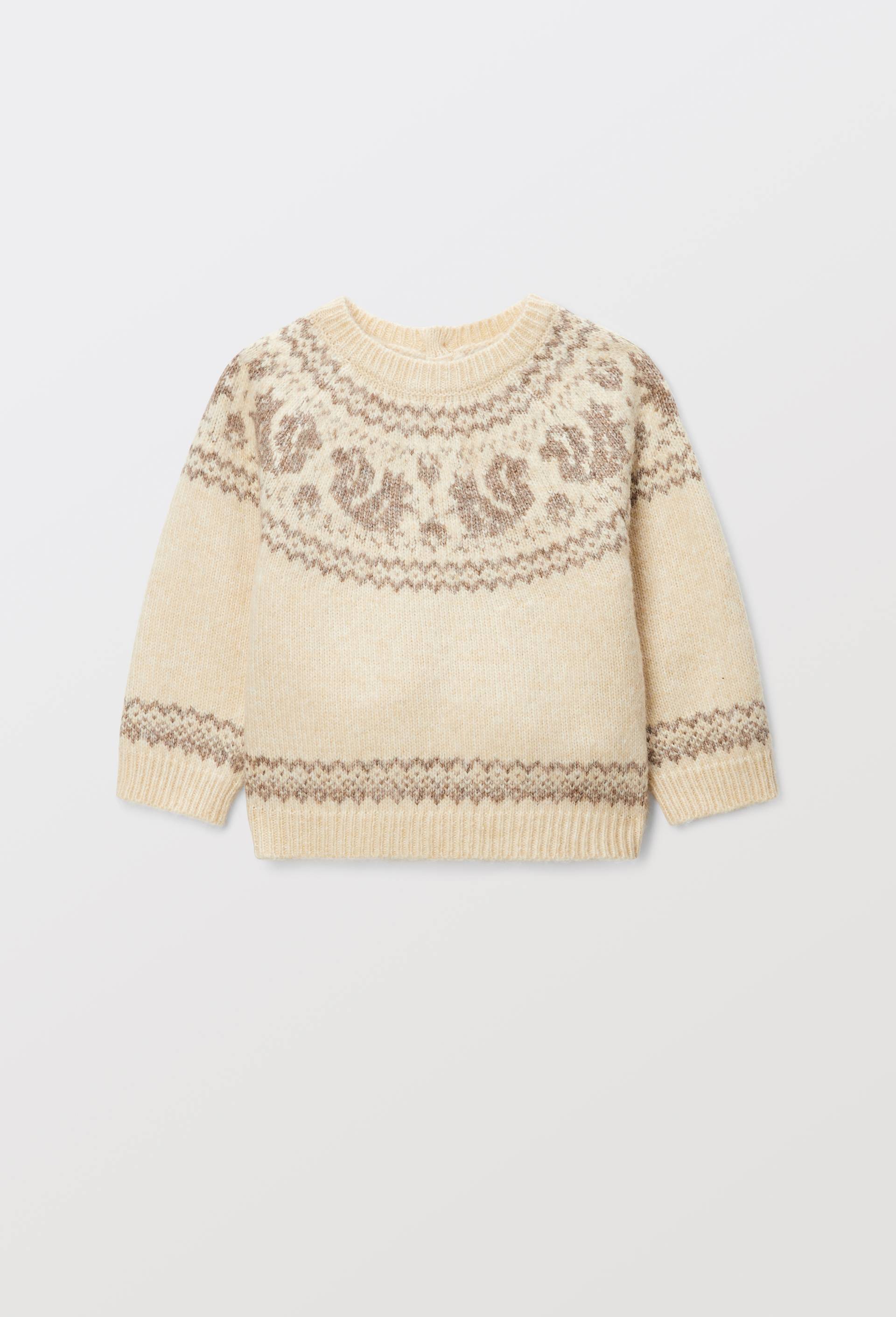 Pull jacquard imprim&eacute;, Beige clair, large image number 1