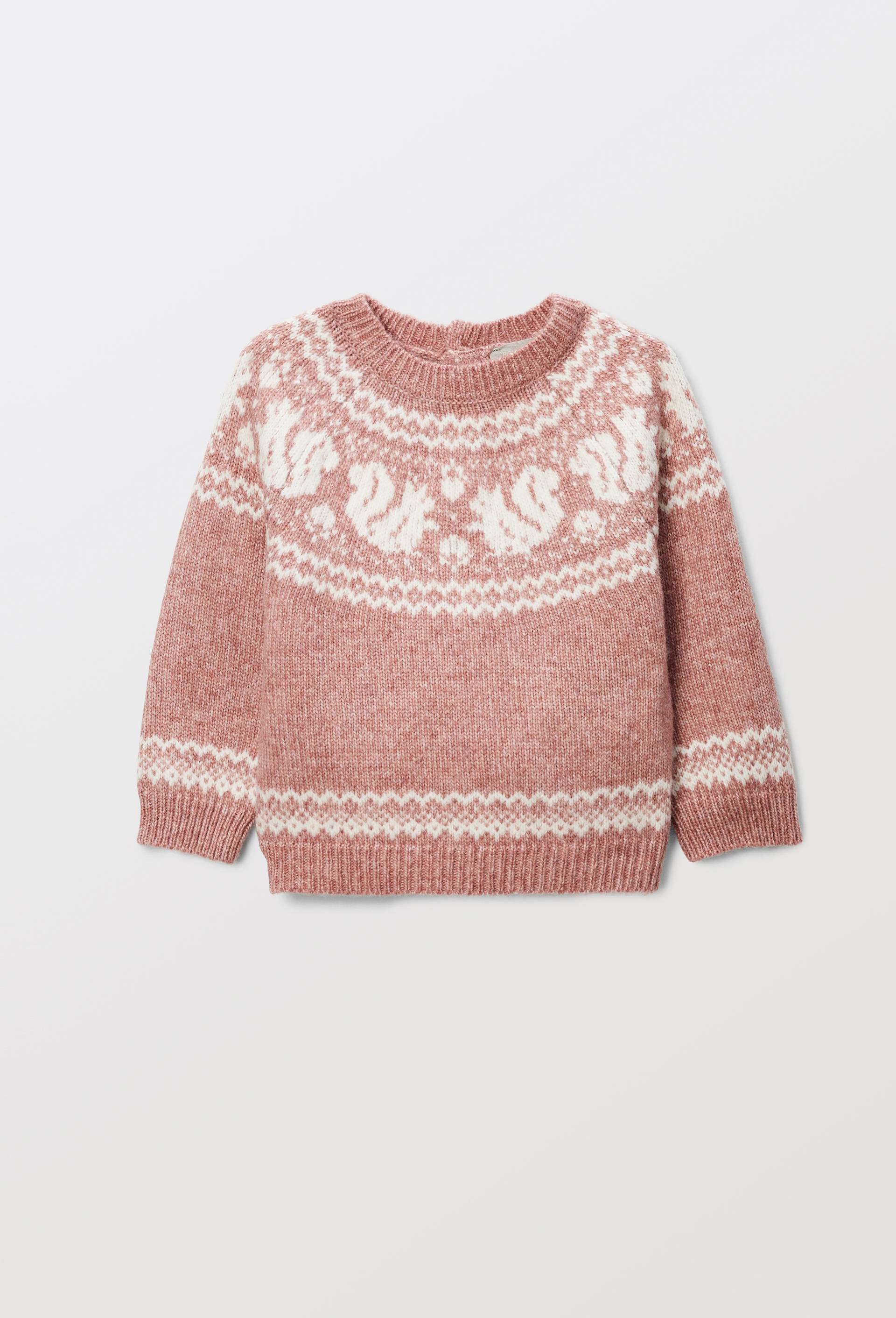 Pull jacquard imprim&eacute;, Rose fonc&eacute;, large image number 2