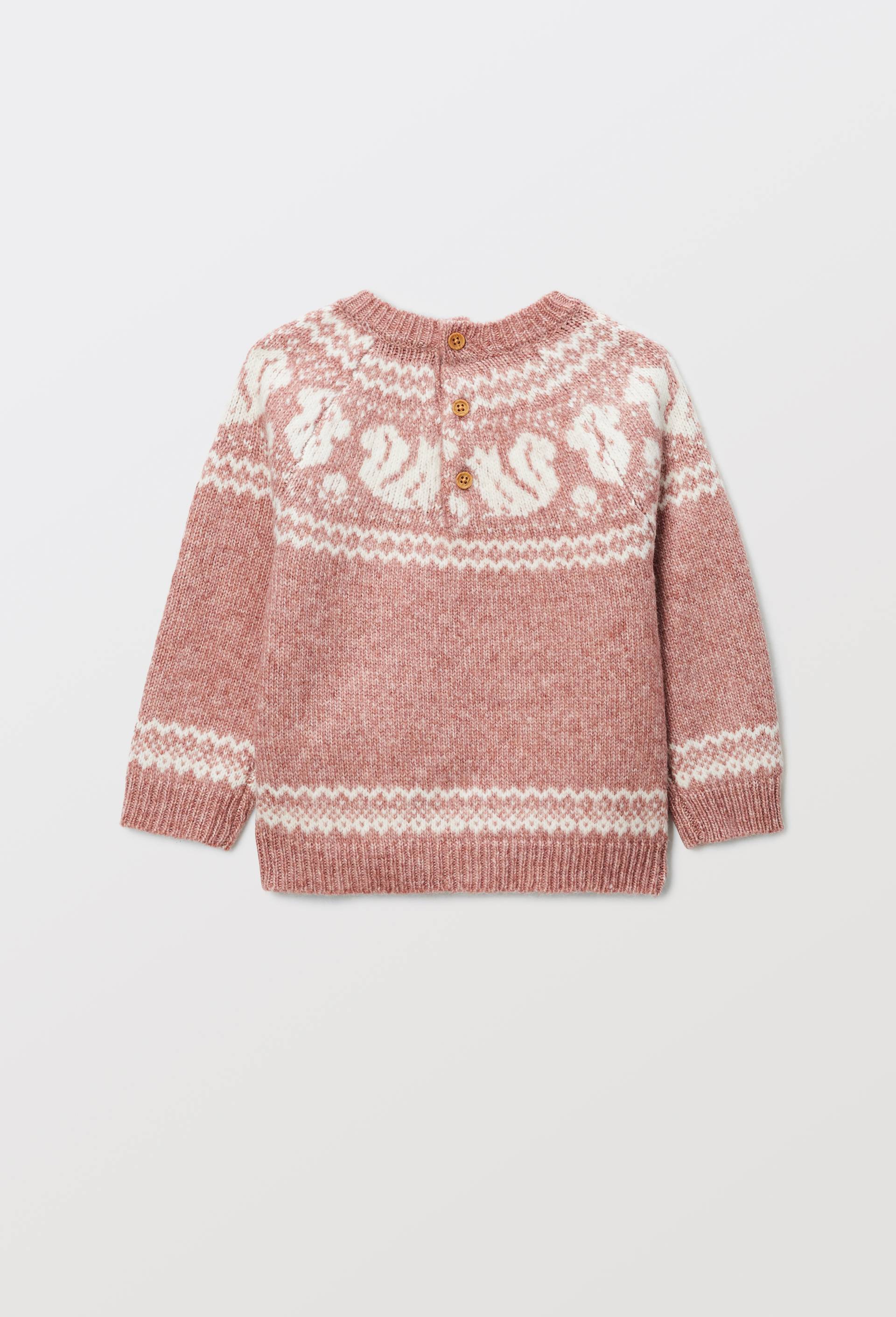 Pull jacquard imprim&eacute;, Rose fonc&eacute;, large image number 3.0