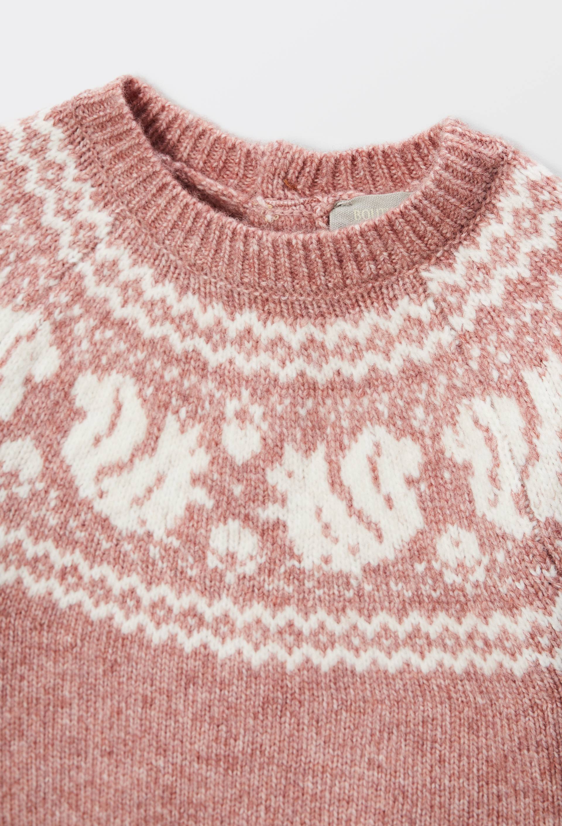 Pull jacquard imprim&eacute;, Rose fonc&eacute;, large image number 4