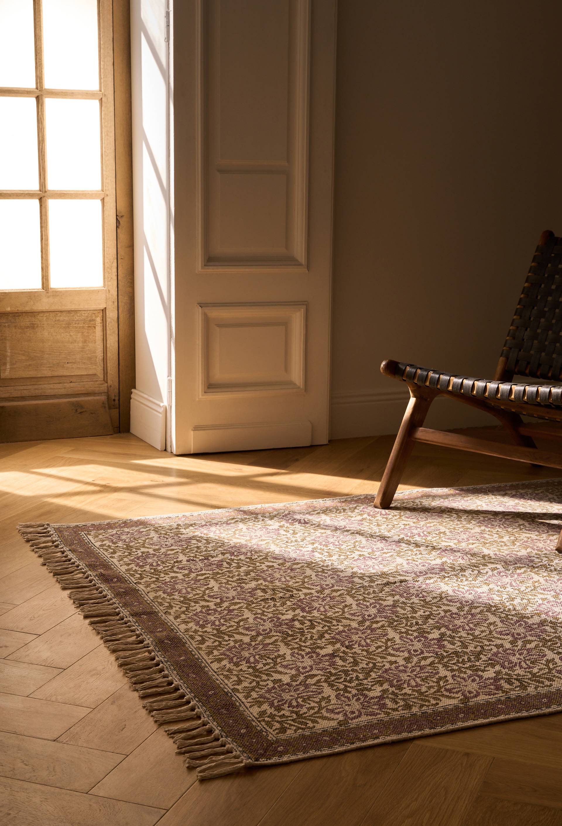 Tapis blockprint, 140x200cm, 100% coton, Multicolore, large image number 0.0
