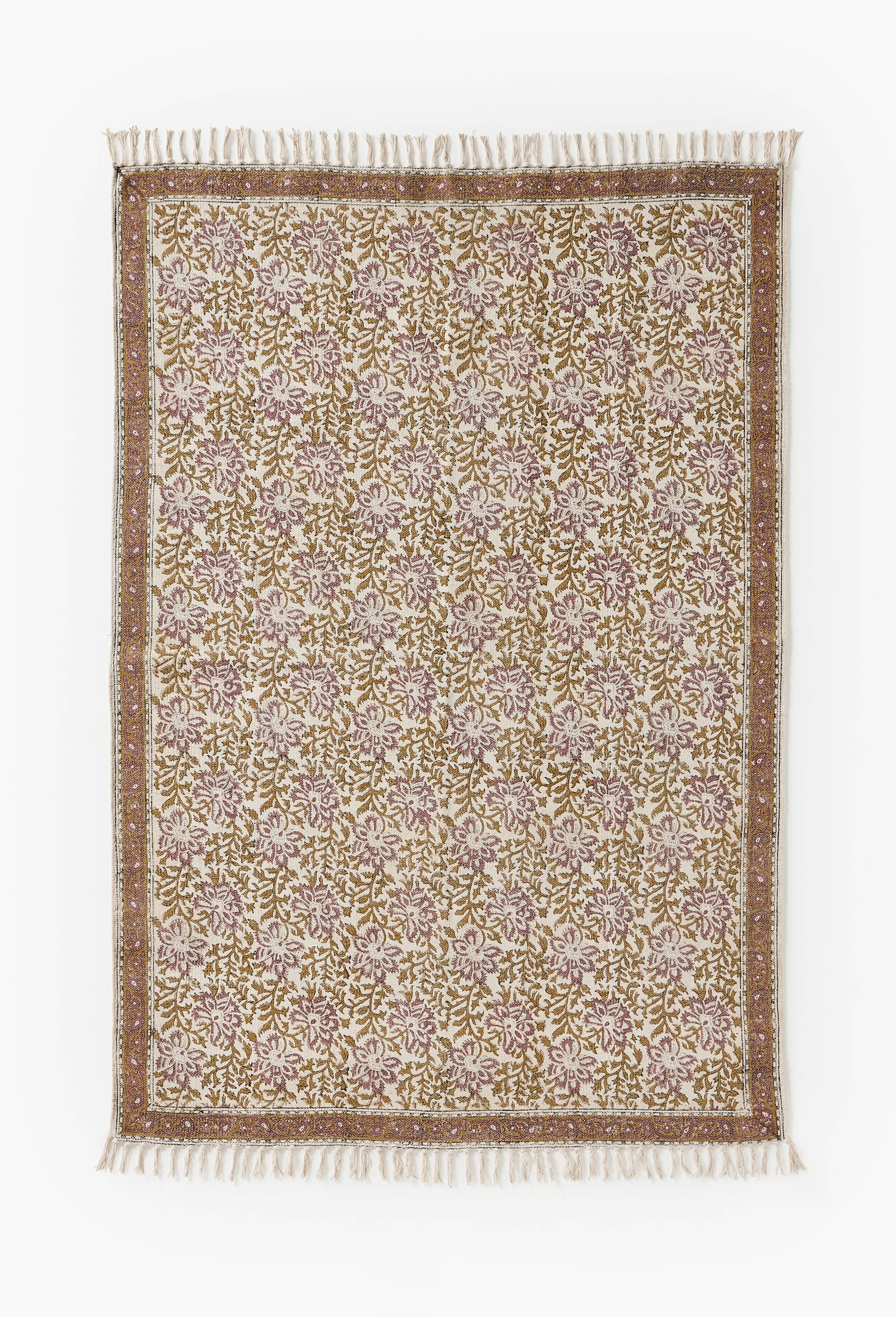Tapis blockprint, 140x200cm, 100% coton, Multicolore, large image number 1.0