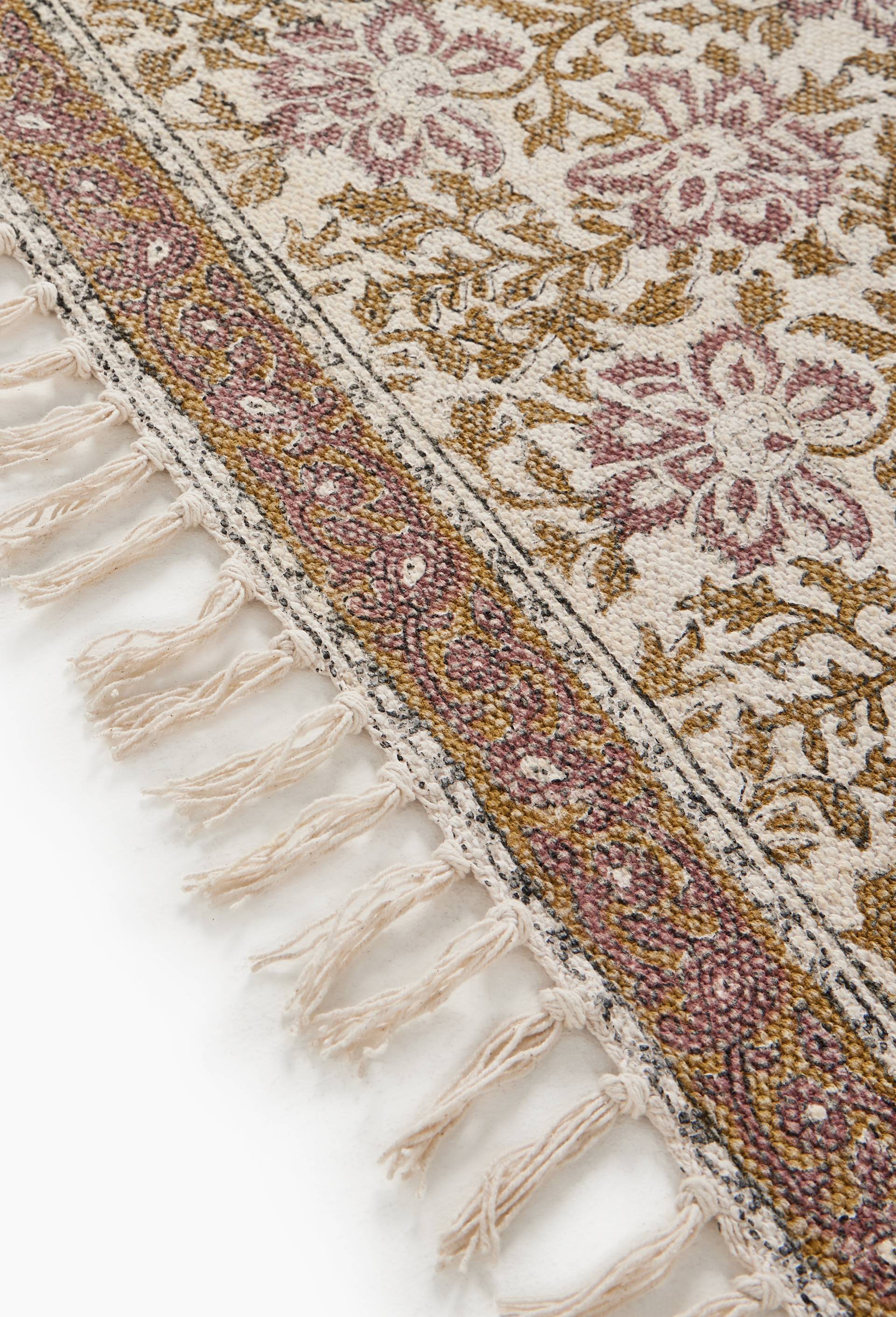 Tapis blockprint, 140x200cm, 100% coton, Multicolore, large image number 3