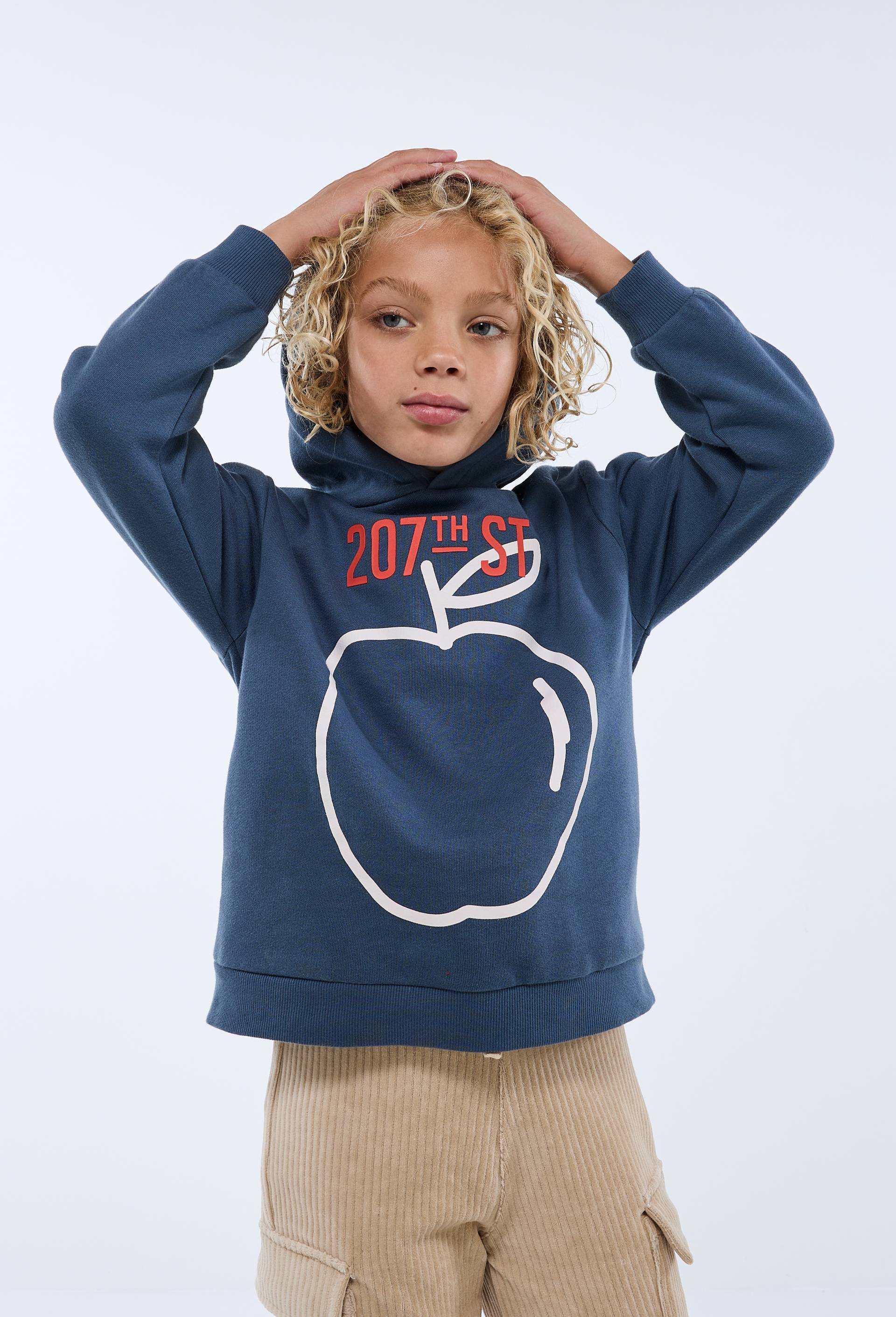 Sweat &agrave; capuche imprim&eacute; en coton BIO GOTS, Bleu fonc&eacute;, large image number 0