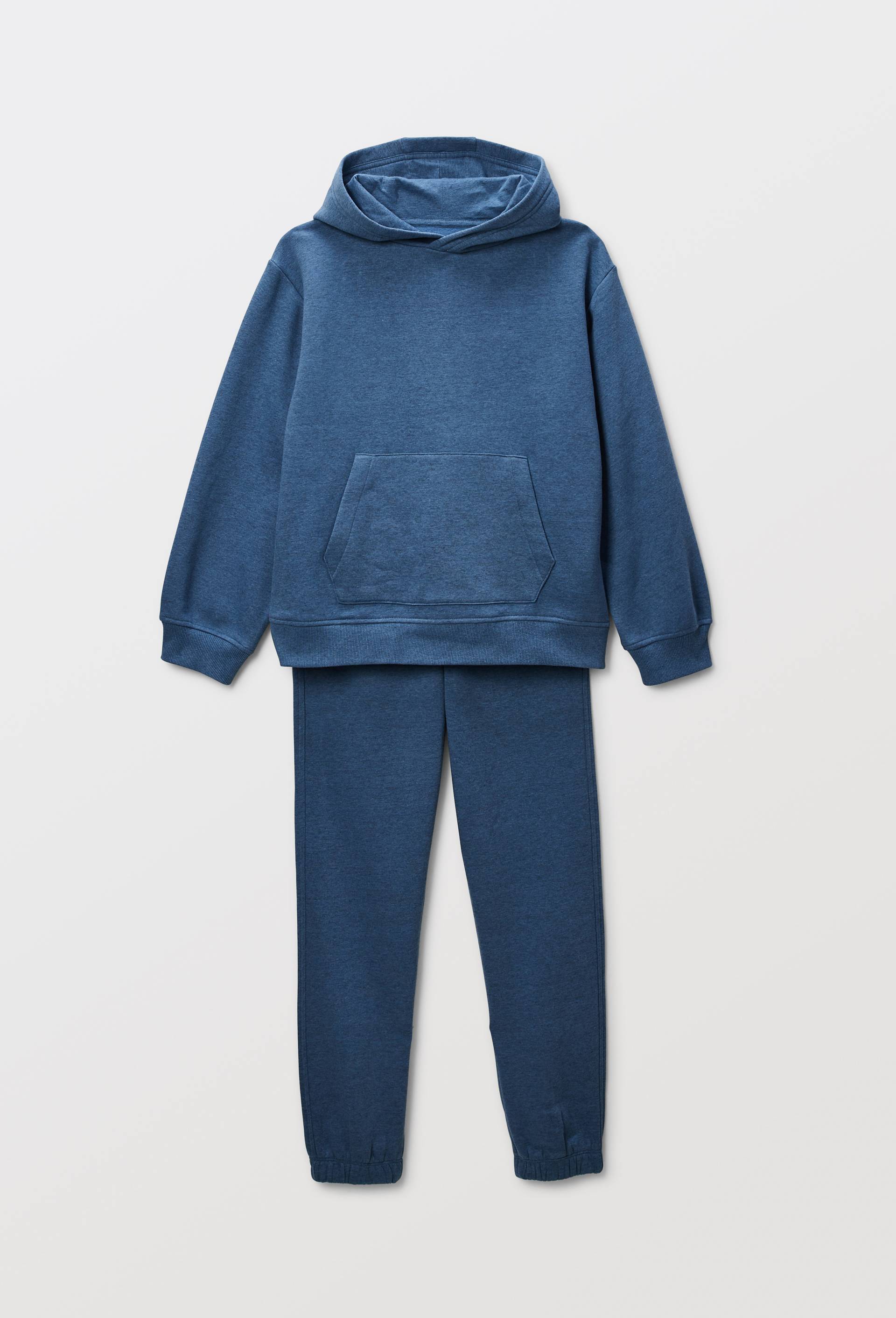 Set sweat &agrave; capuche et jogging uni en coton BIO GOTS, Bleu, large image number 2.0