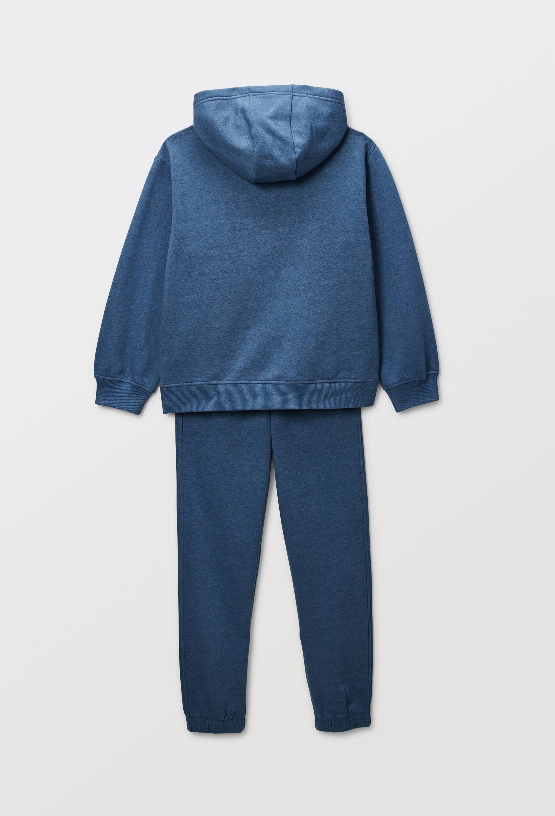 Set sweat &agrave; capuche et jogging uni en coton BIO GOTS, Bleu, large image number 3