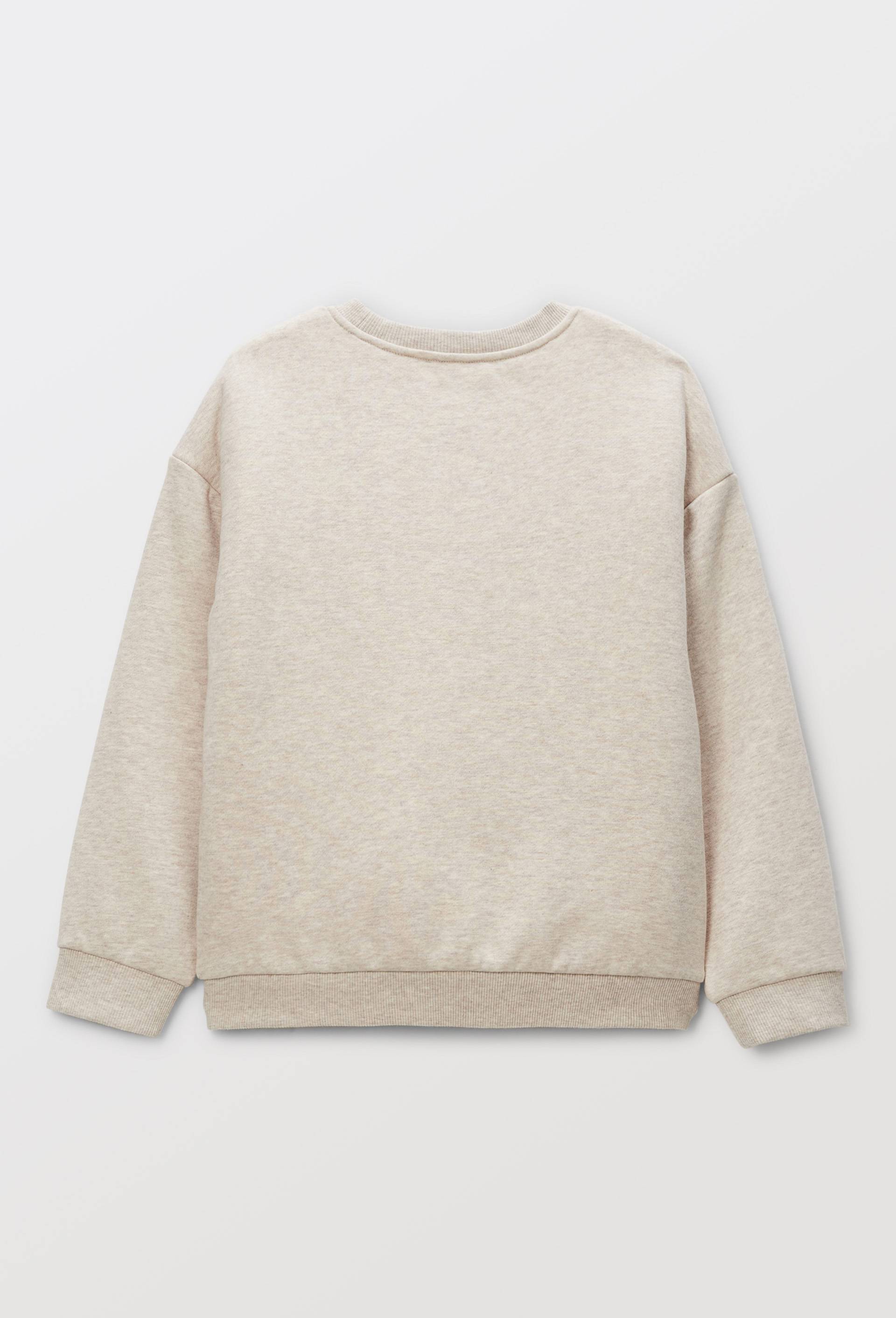 Sweat col rond imprim&eacute; en coton BIO GOTS, Ecru, large image number 1
