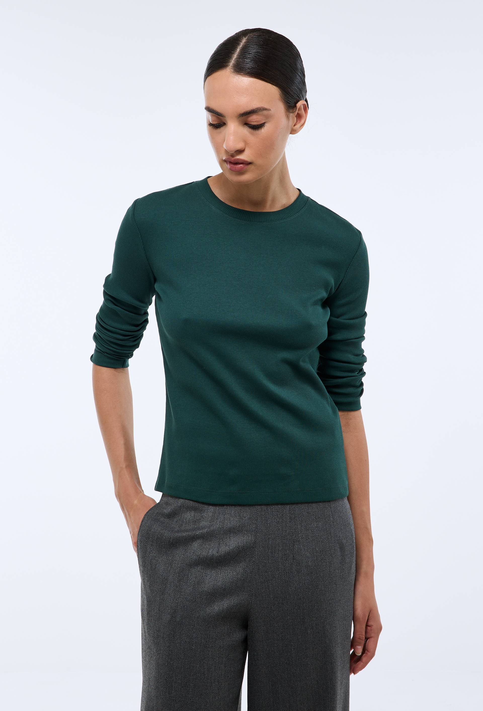 Coton Bio T Shirt Manche Longue Vert Femme T-shirt à Manches
