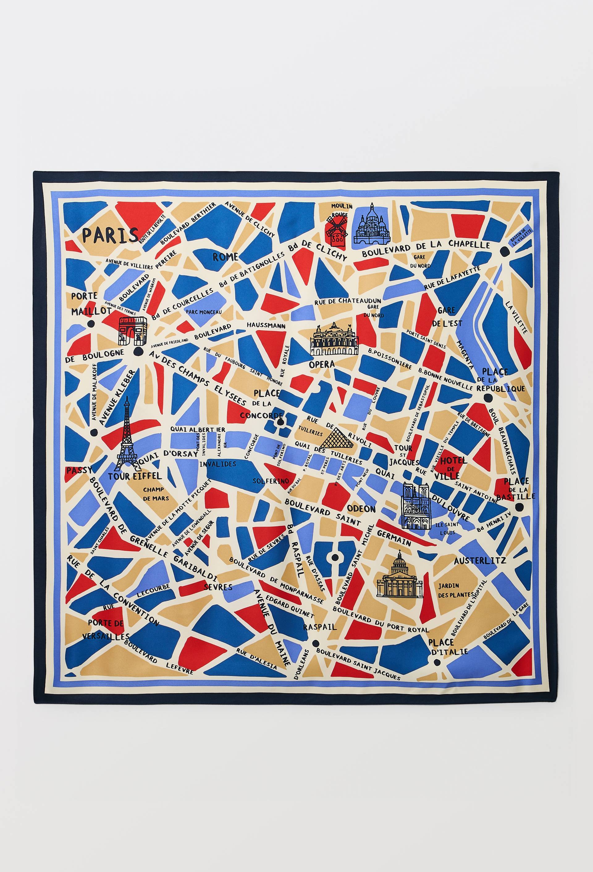 Foulard imprim&eacute;, mati&egrave;re recycl&eacute;e, Bleu, large image number 0