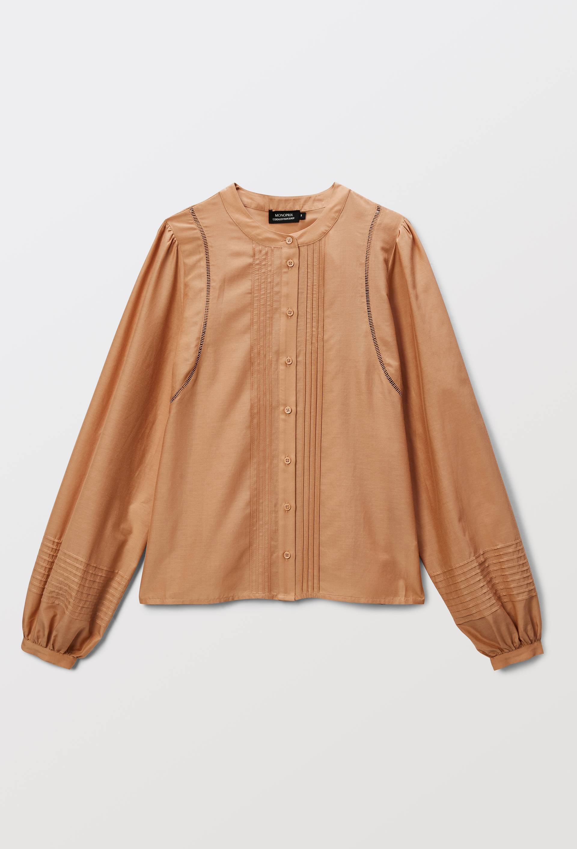 Blouse manches longues contenant de la soie, Beige, large image number 2.0