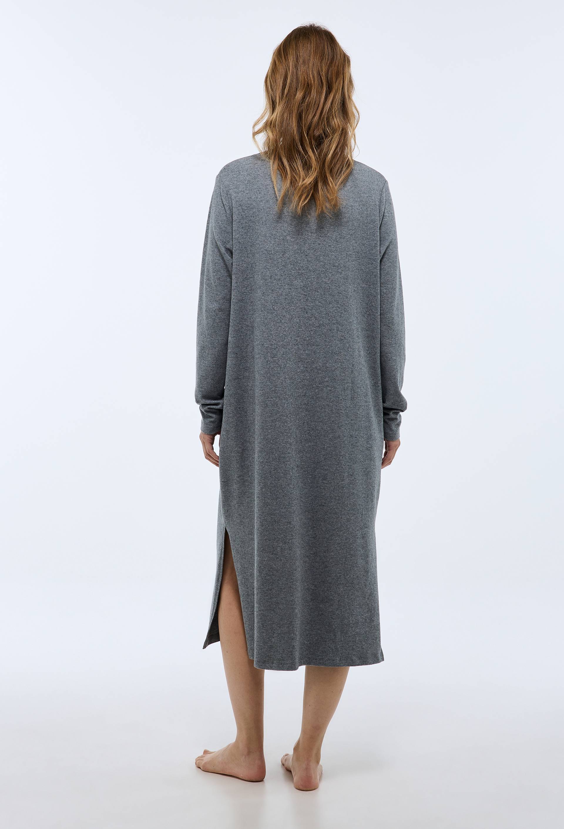 Chemise de nuit unie en coton et modal, Gris fonc&eacute;, large image number 1