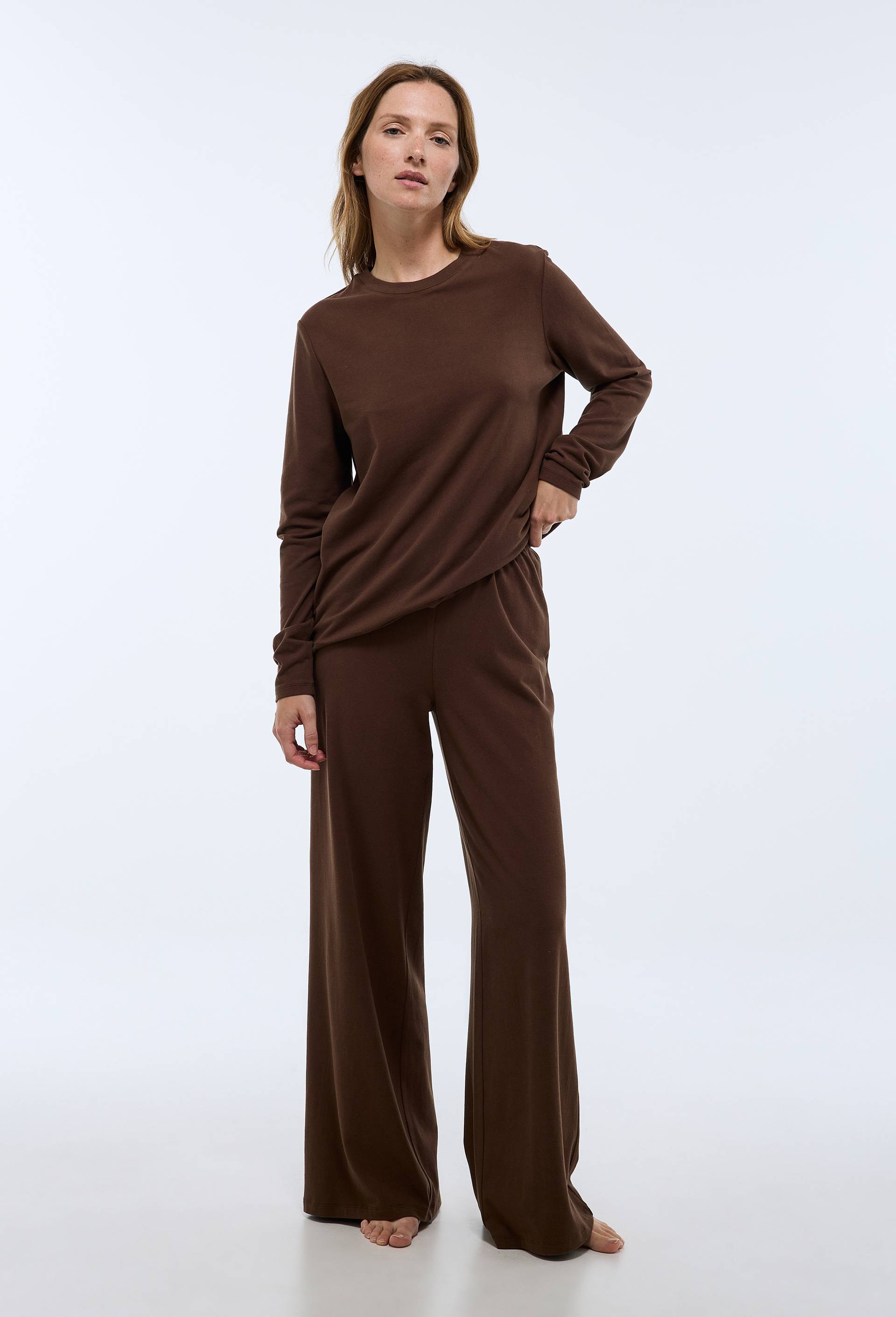 Pantalon uni en coton et modal - MONOPRIX - Modalova