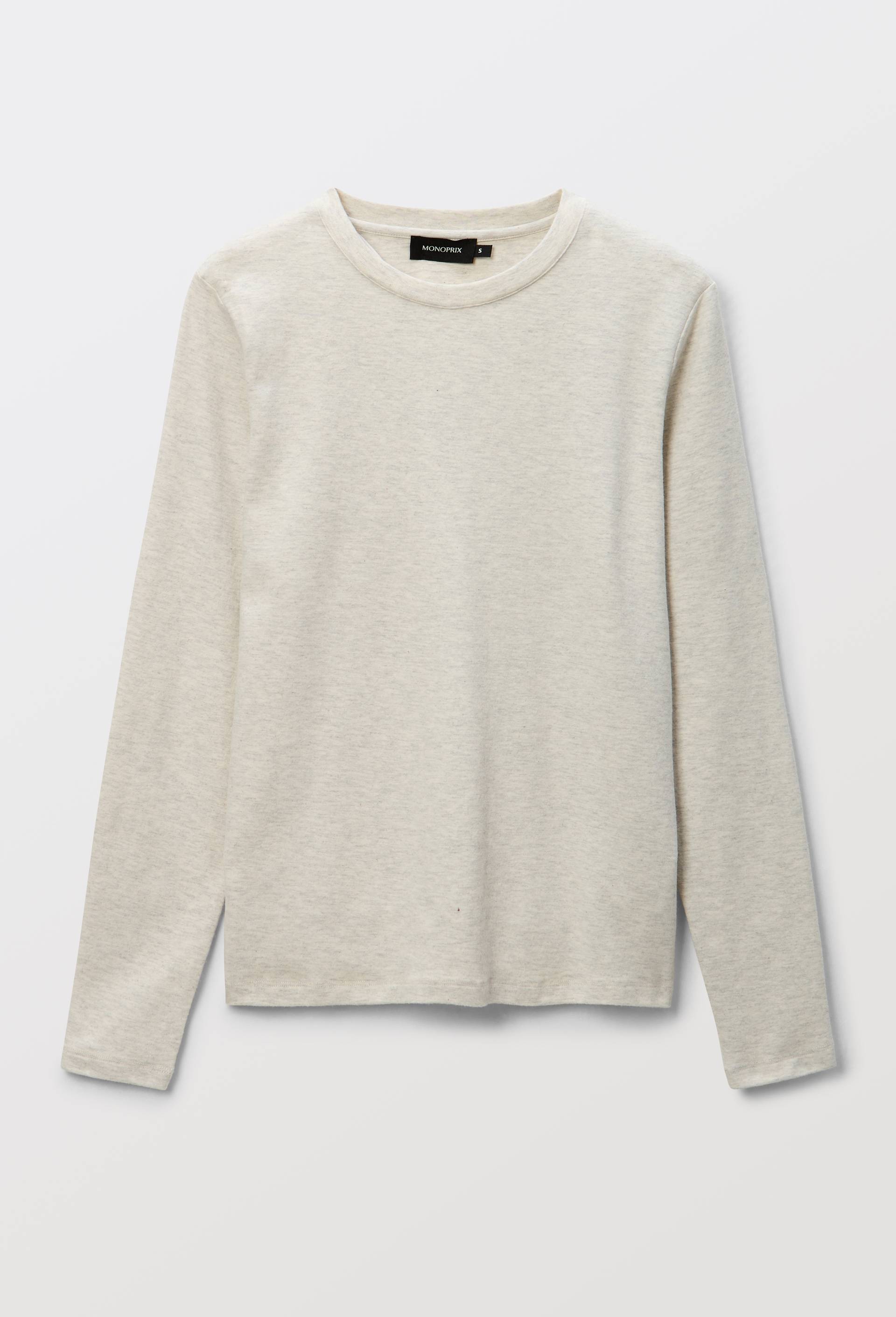 T-shirt uni en coton et modal, Gris, large image number 2.0