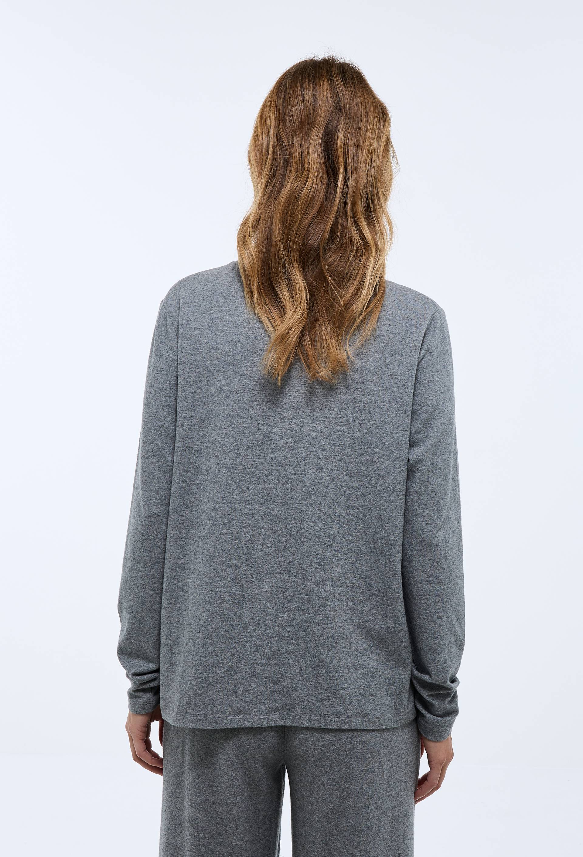 T-shirt uni en coton et modal, Gris fonc&eacute;, large image number 1