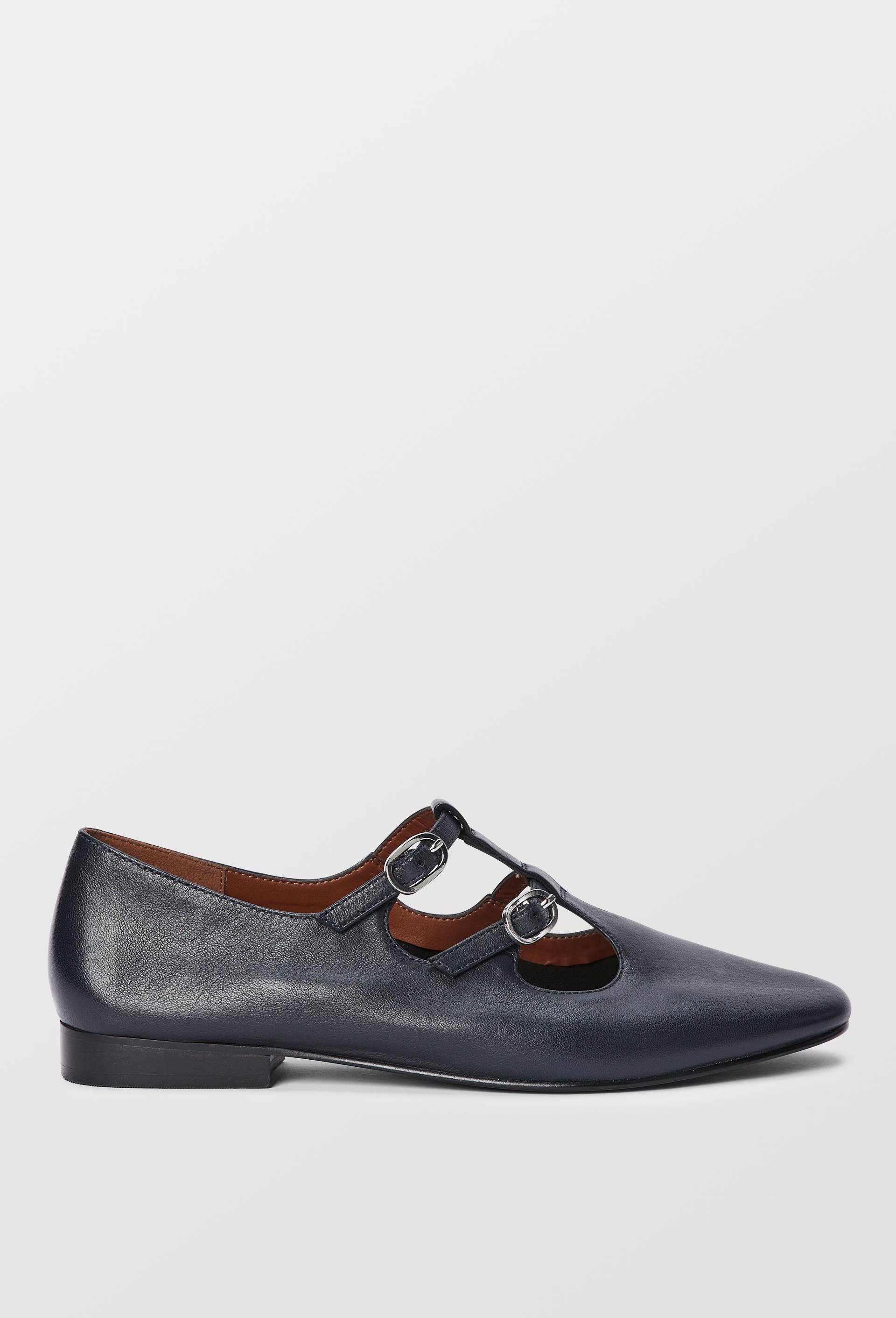 Salom&eacute;s double brides en cuir, Bleu fonc&eacute;, large image number 1.0