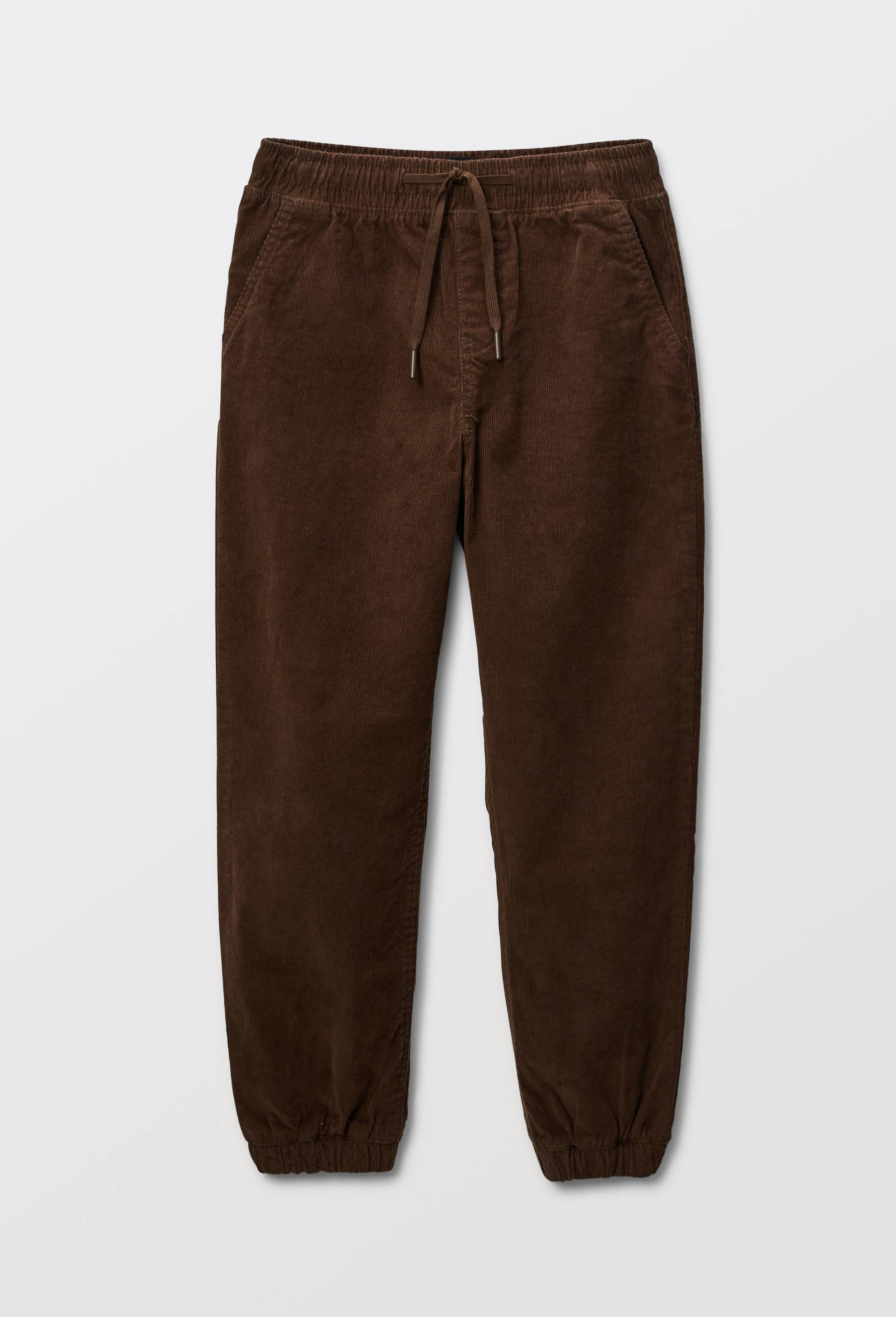 Pantalon taille &eacute;lastiqu&eacute;e en velours c&ocirc;tel&eacute; en coton, Brun, large image number 1