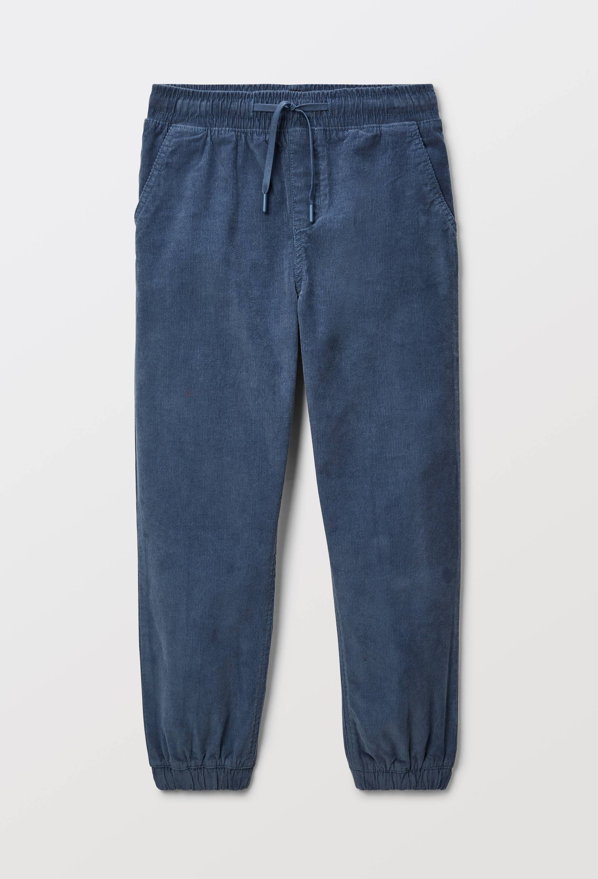 Pantalon taille &eacute;lastiqu&eacute;e en velours c&ocirc;tel&eacute; en coton, Bleu fonc&eacute;, large image number 1