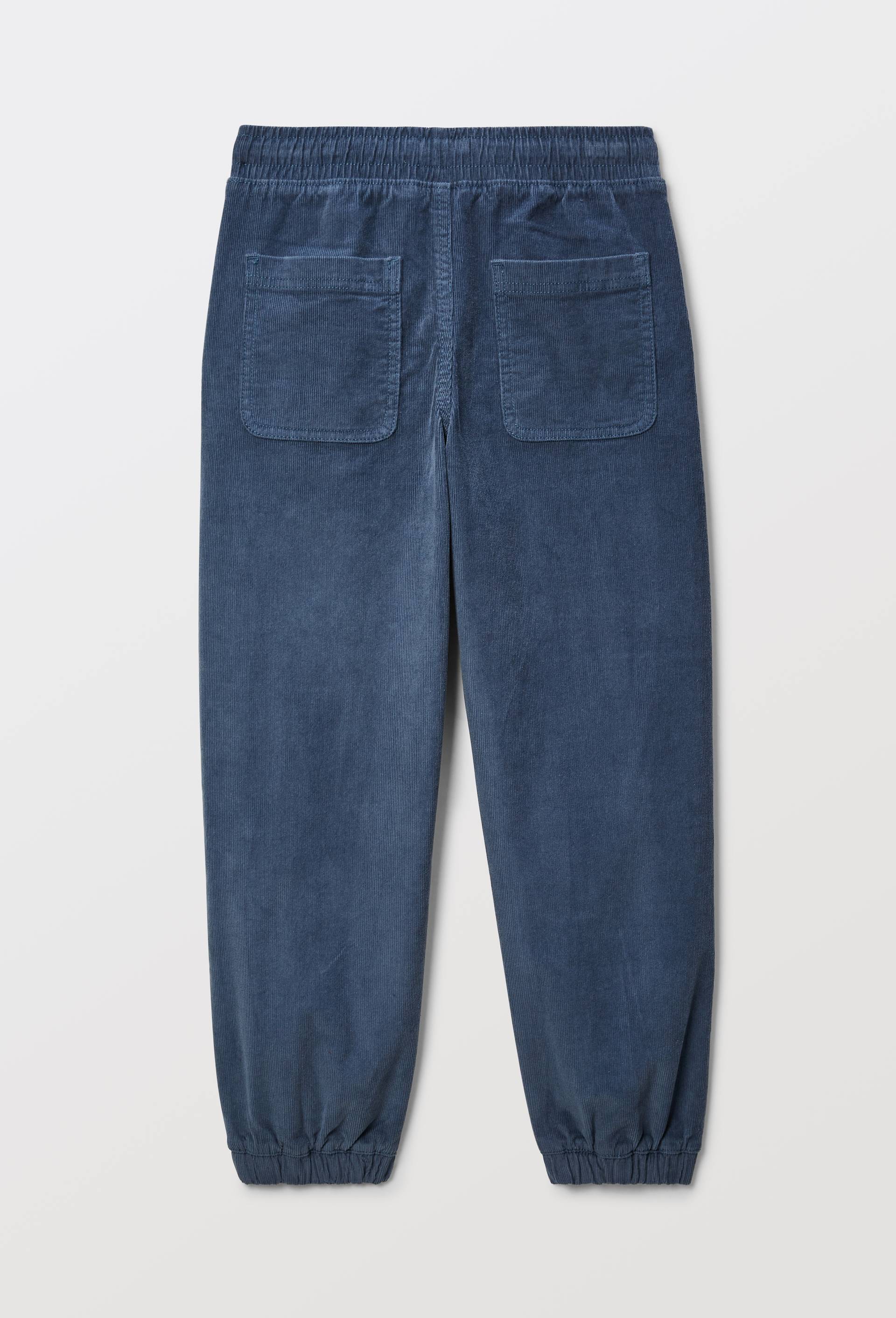Pantalon taille &eacute;lastiqu&eacute;e en velours c&ocirc;tel&eacute; en coton, Bleu fonc&eacute;, large image number 2