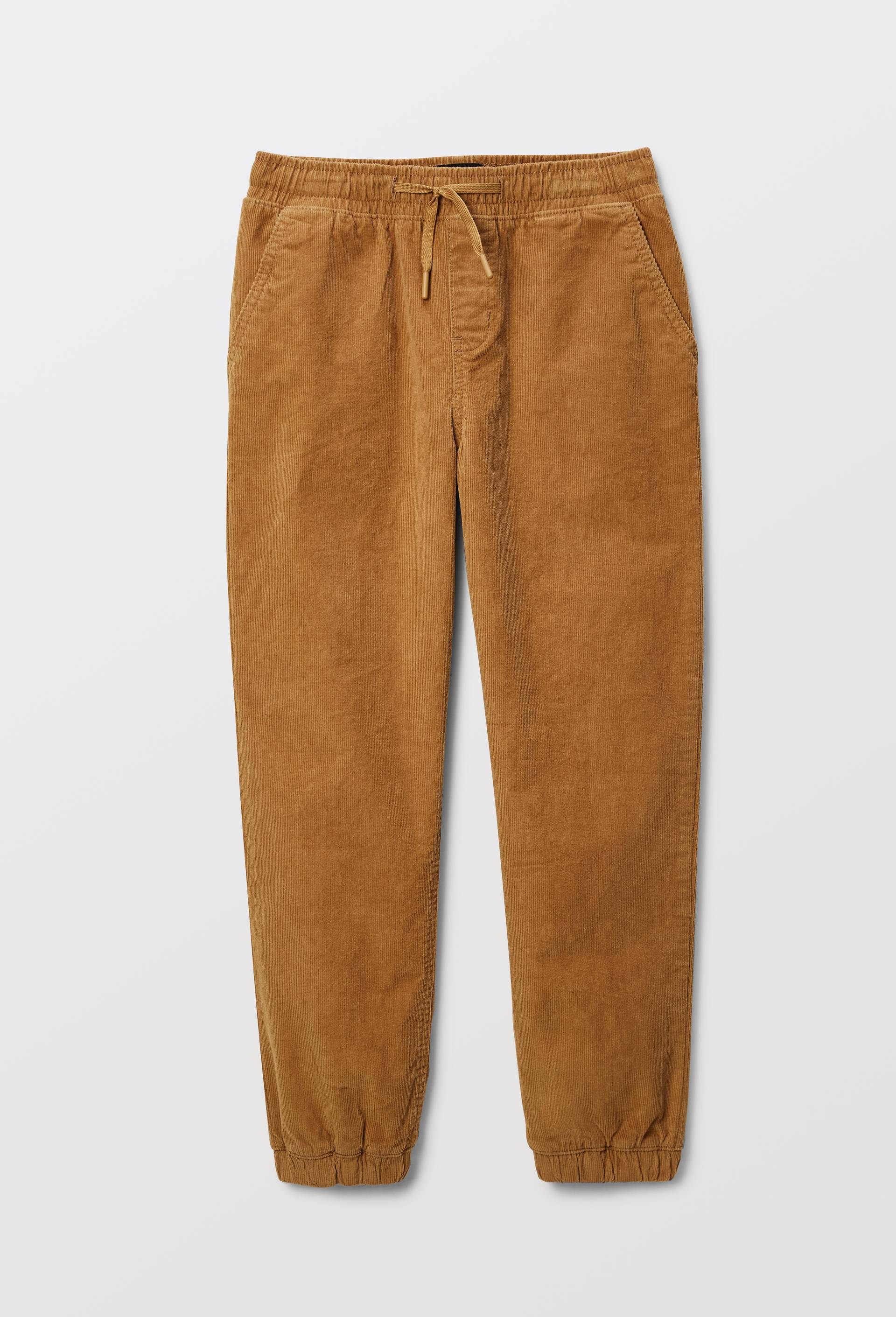 Pantalon taille &eacute;lastiqu&eacute;e en velours c&ocirc;tel&eacute; en coton, Or, large image number 2.0