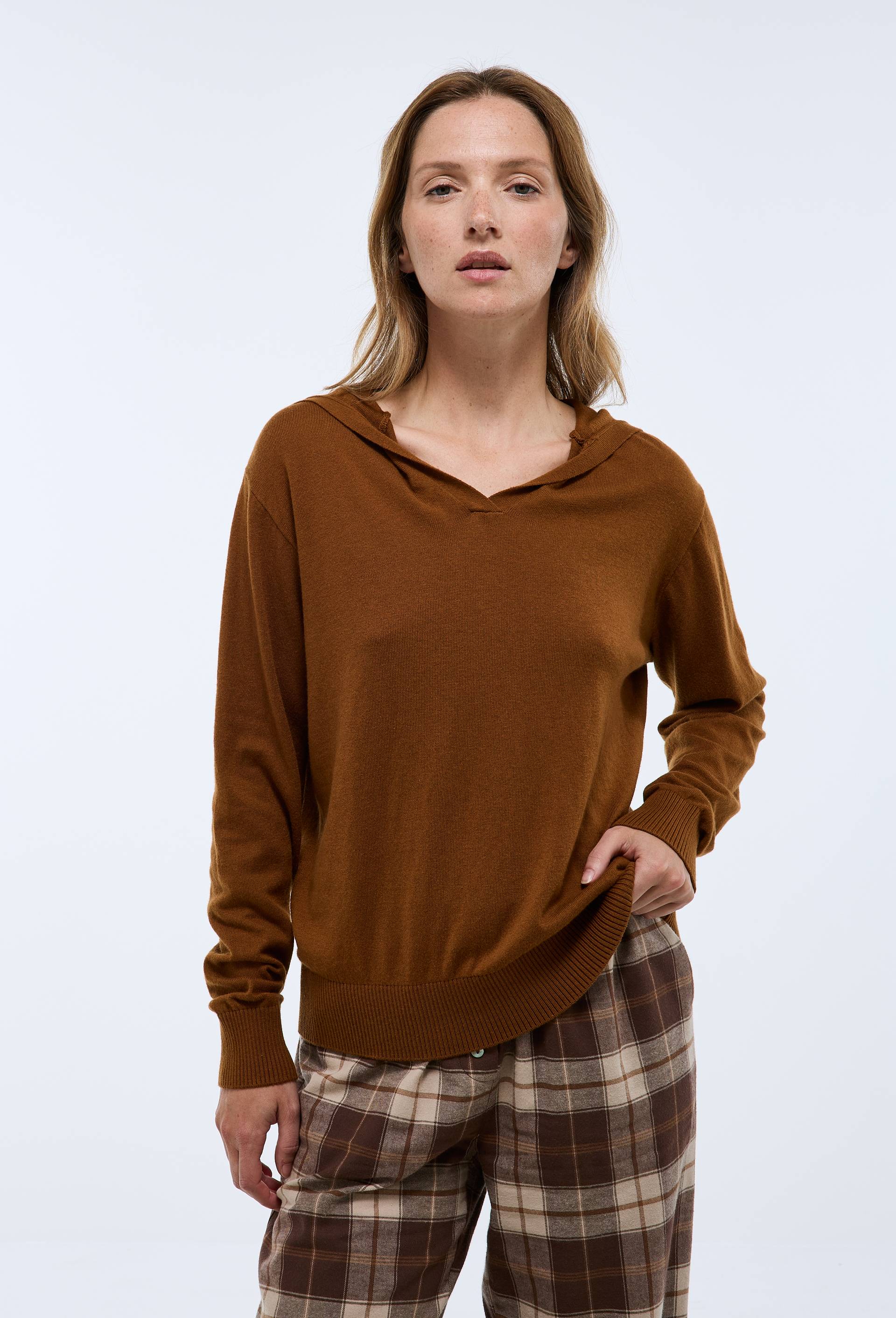 Sweat uni à capuche en coton et cachemire - MONOPRIX - Modalova