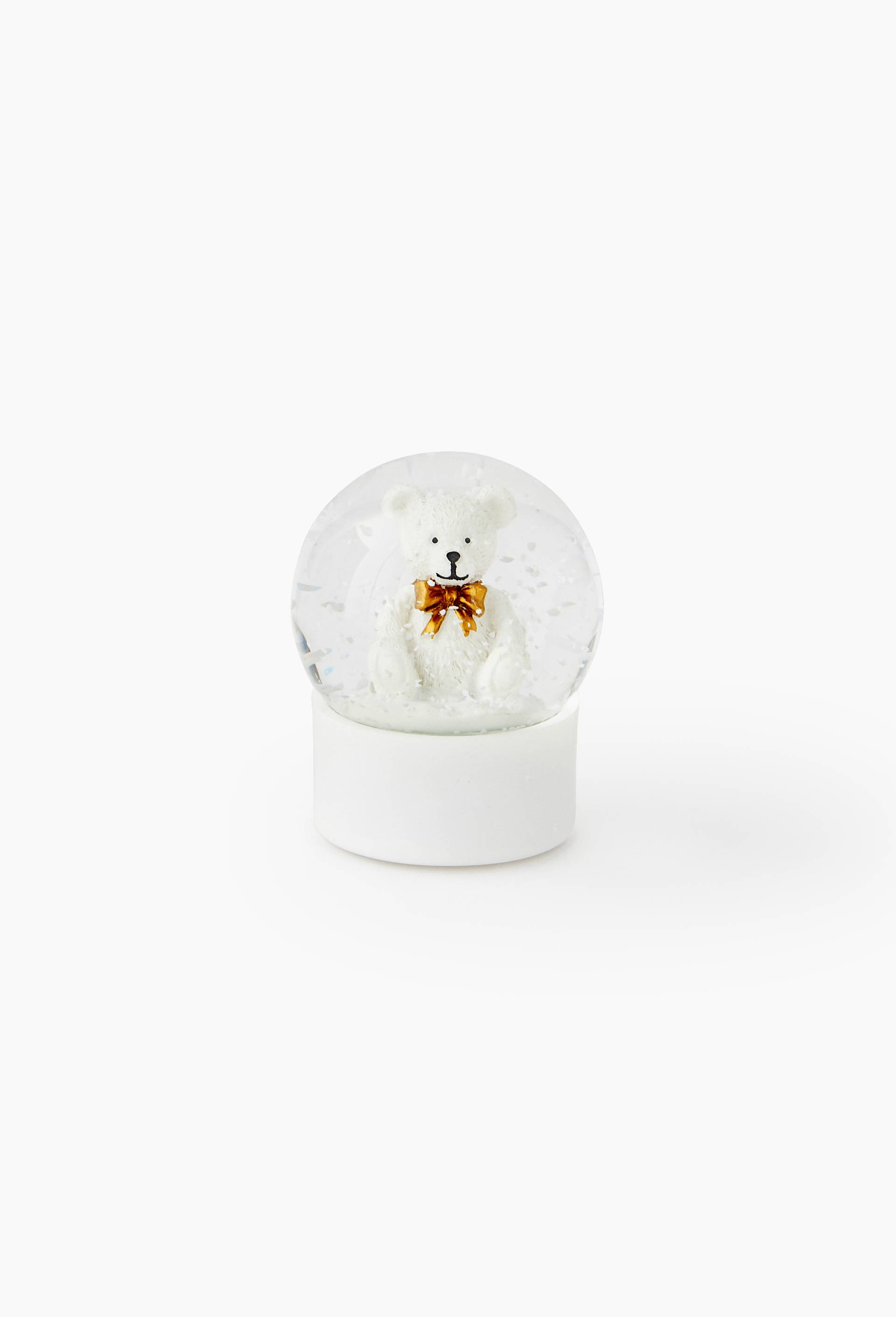 Boule &agrave; neige ourson, 6.5x6.5x8.2cm, en verre, Blanc, large image number 0.0