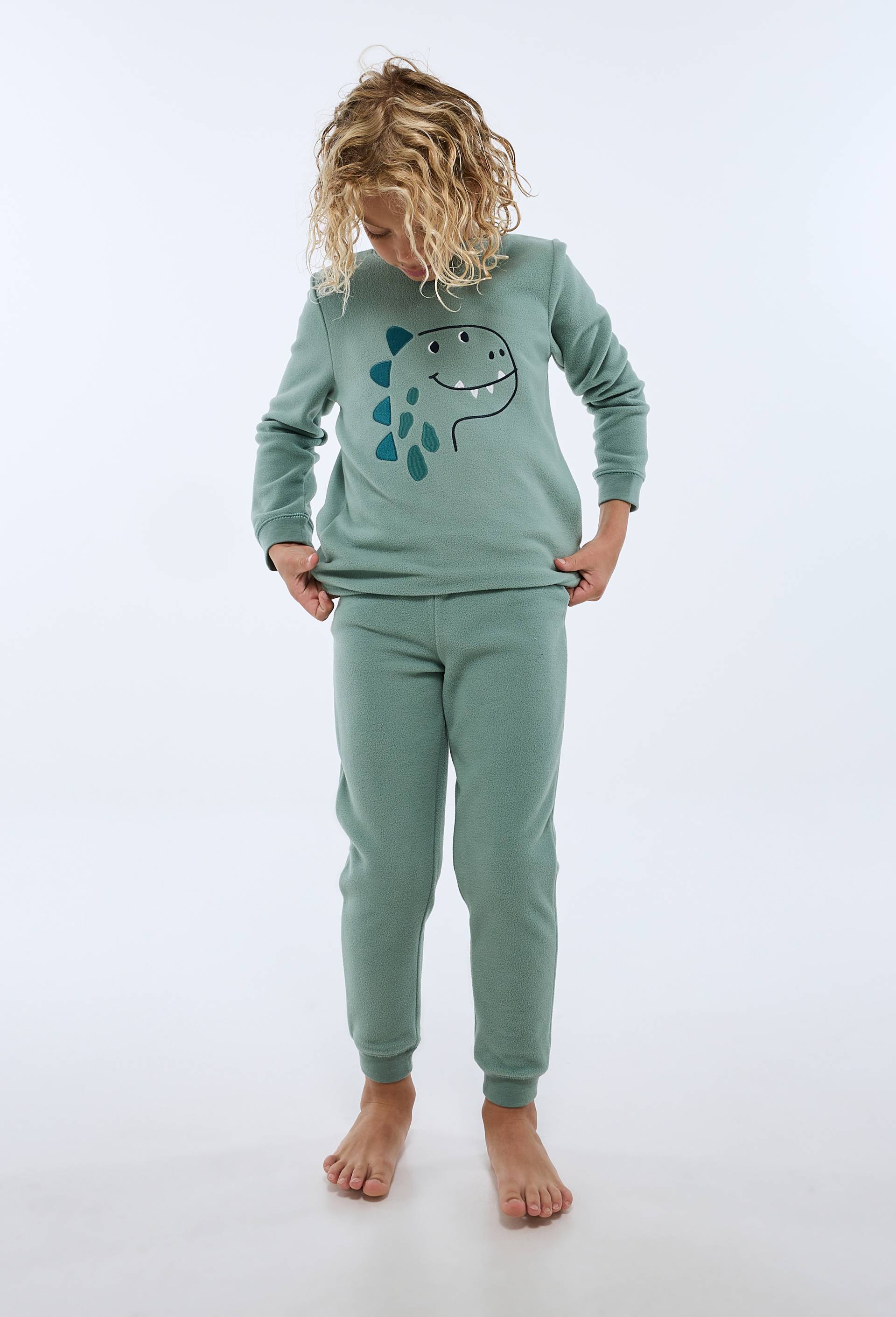 Pyjama polaire manches longues avec broderie, Vert, large image number 1