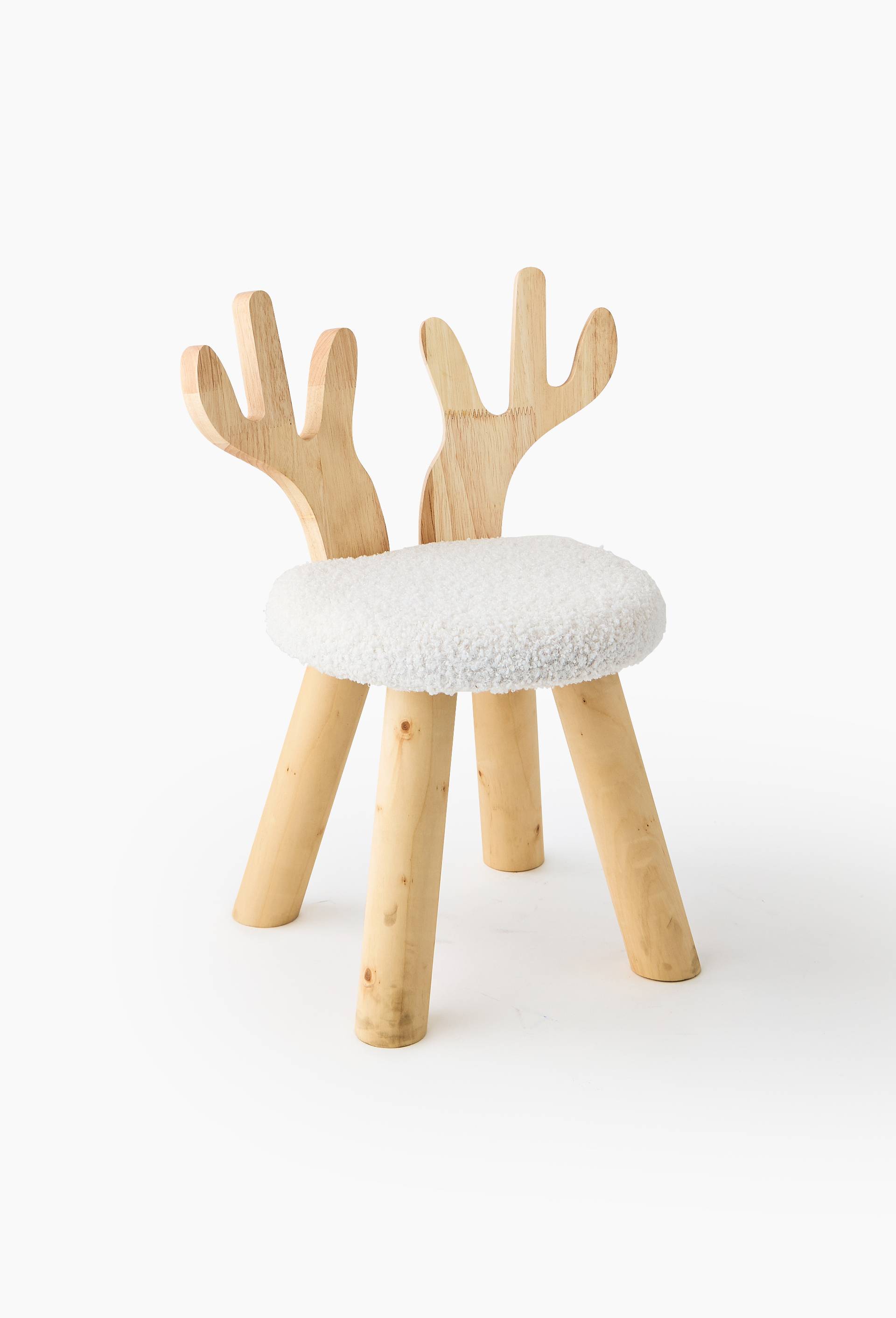 Petite chaise bois de rennes, 28*27*47cm, bois de ch&ecirc;ne, Blanc, large image number 0