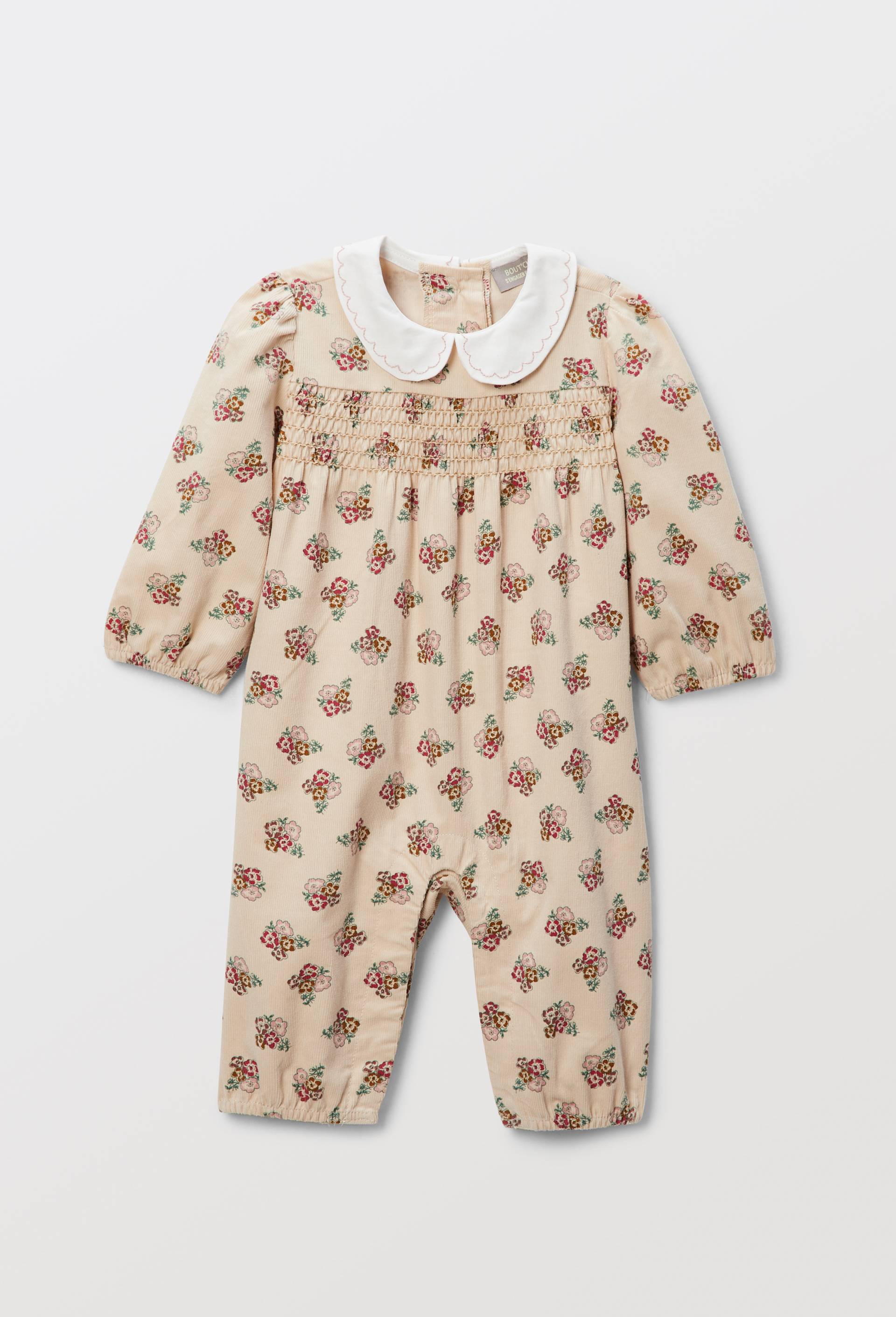 Combinaison imprim&eacute;e en velours en coton BIO GOTS, Beige clair, large image number 0.0
