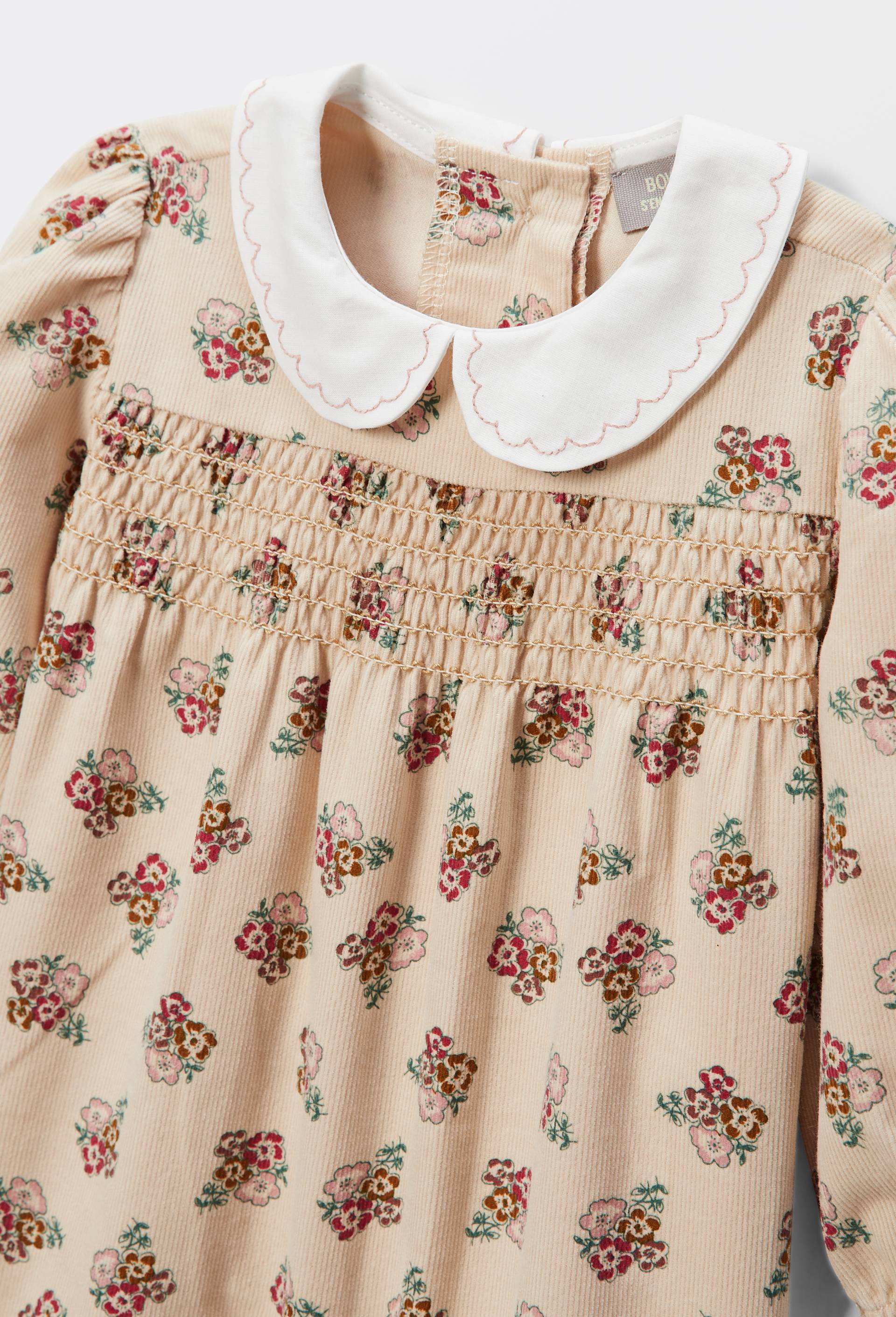 Combinaison imprim&eacute;e en velours en coton BIO GOTS, Beige clair, large image number 2