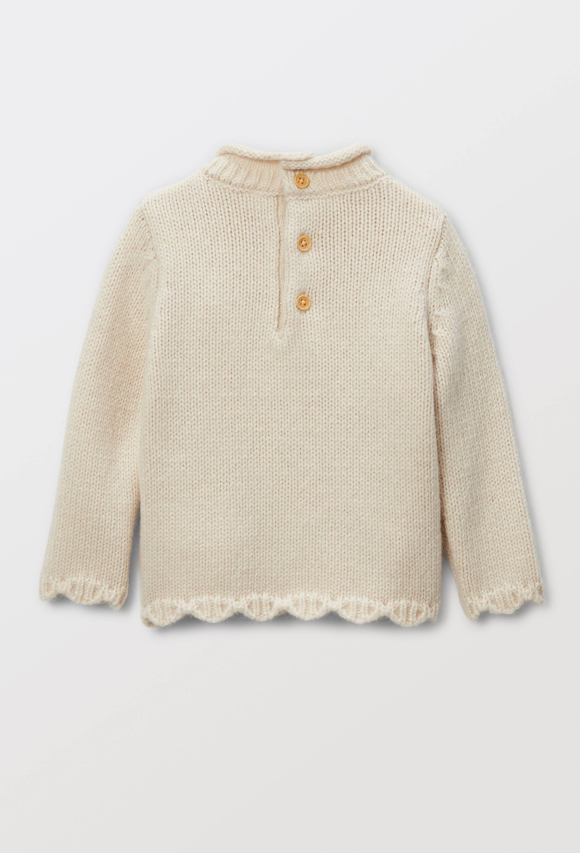 Pull brod&eacute; col montant contenant de la laine, Beige clair, large image number 1
