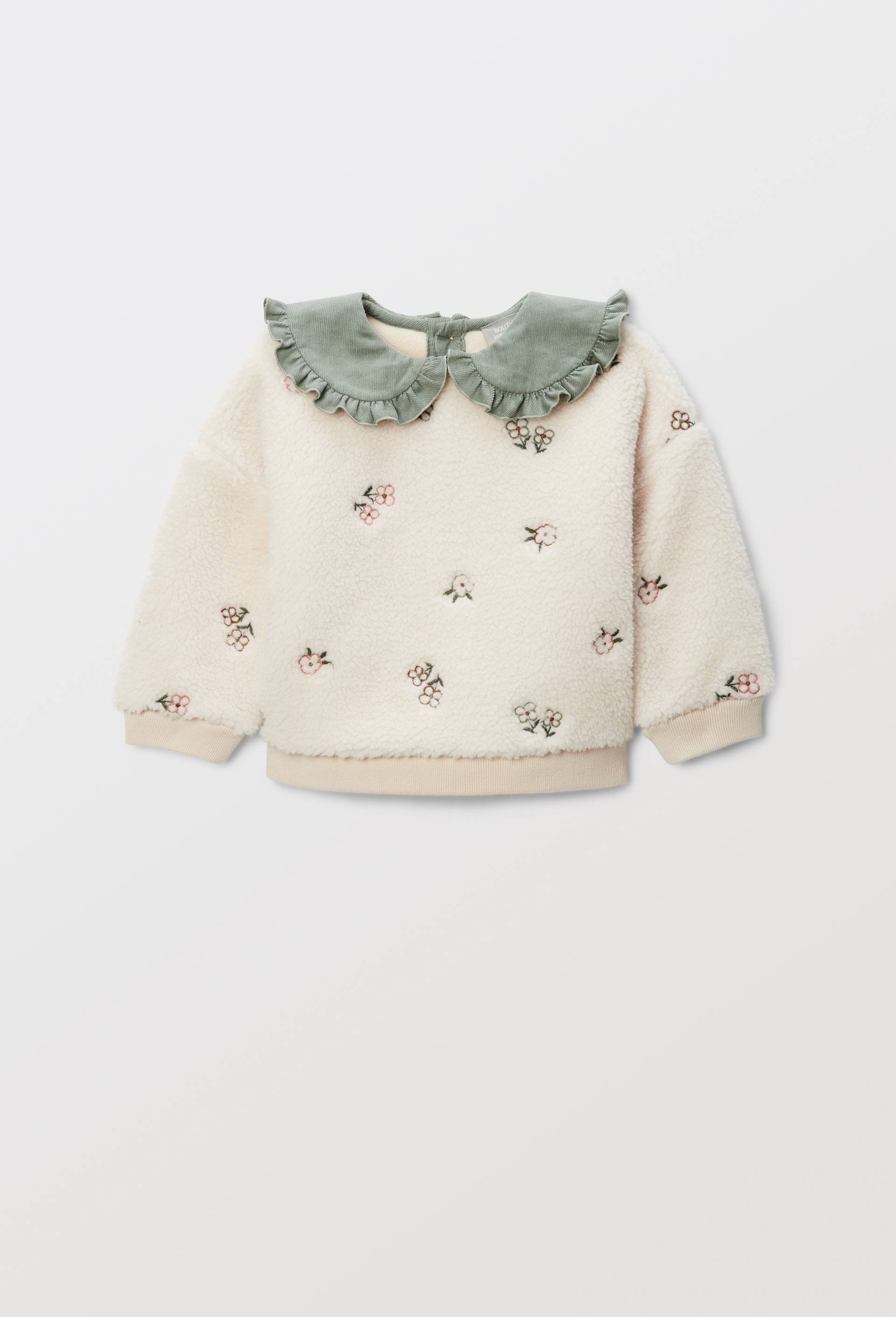 Sweat brodé en sherpa BEIGE CLAIR pour bébé BOUT'CHOU