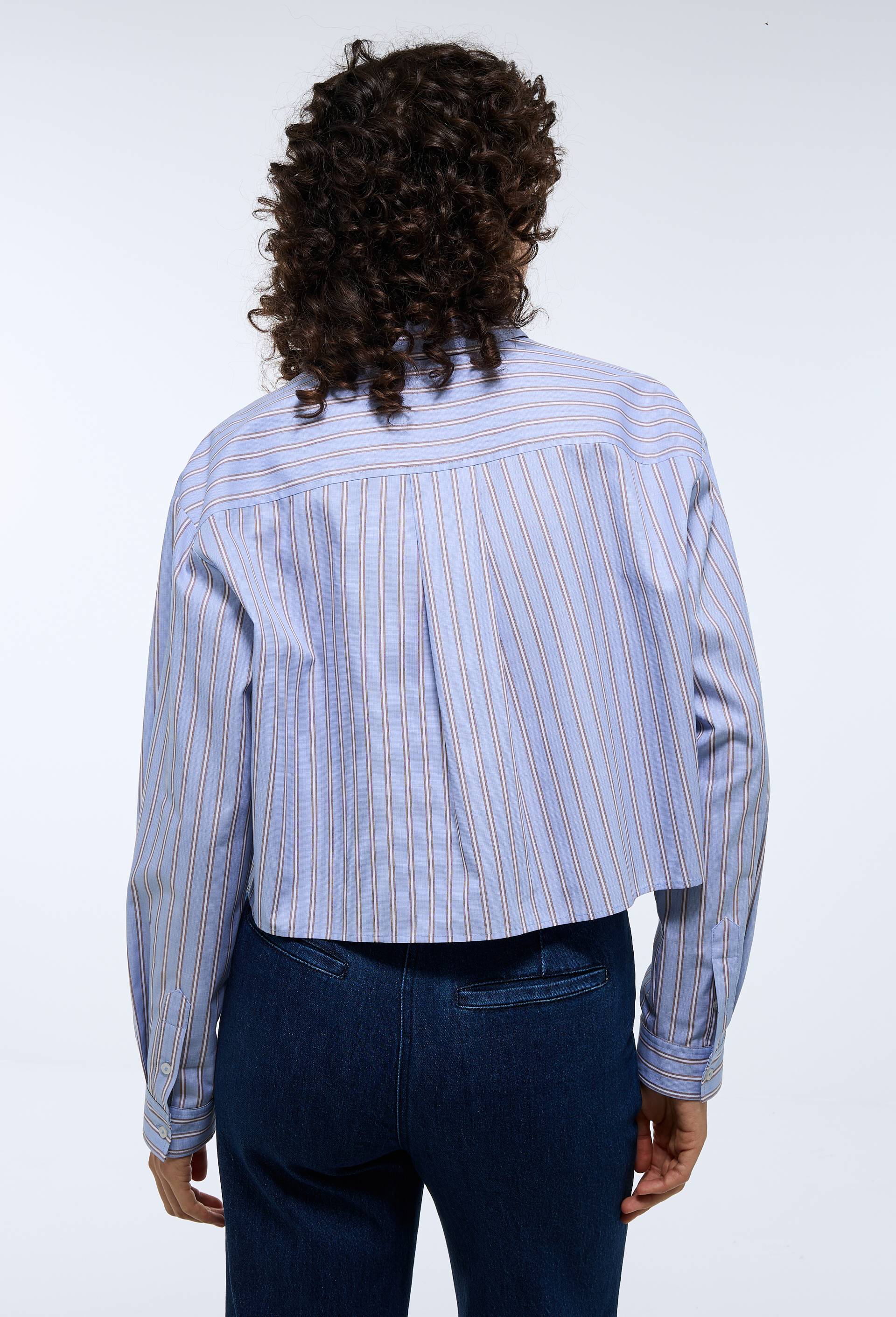 Chemise manches longues ray&eacute;e en coton BIO GOTS, Bleu clair, large image number 1